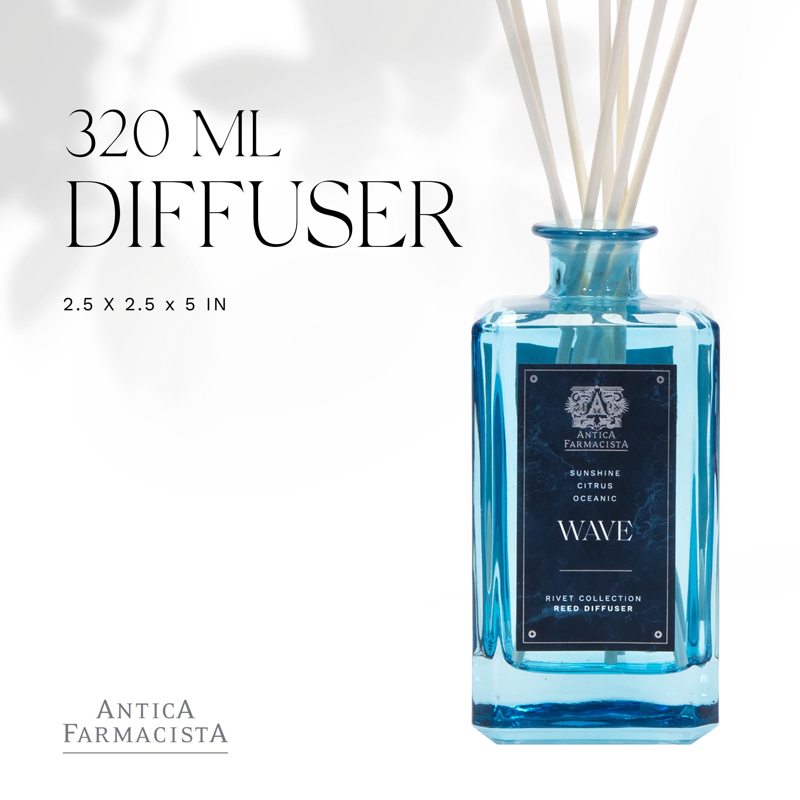 Antica Farmacista Wave Home Ambiance Diffuser - 10.8 Fl Oz Aromatherapy Essential Oil Diffuser for Relaxation, Spa & Bedroom Decor