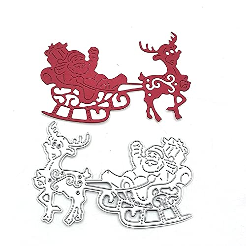 Santa Claus Sleigh Metal Die Cuts for Scrapbooking | DIY Christmas Card Making & Photo Album Decor | Holiday Craft Embossing Stencils for Festive Greeting Cards & Home Decor