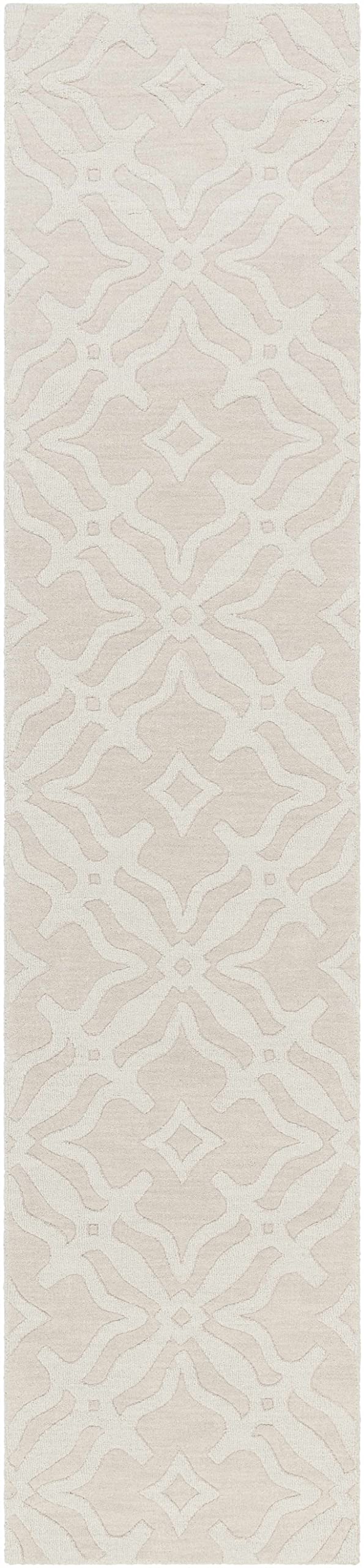 Hauteloom Fyffe Wool Hallway & Kitchen Runner Rug - Solid Border Beige 2'3
