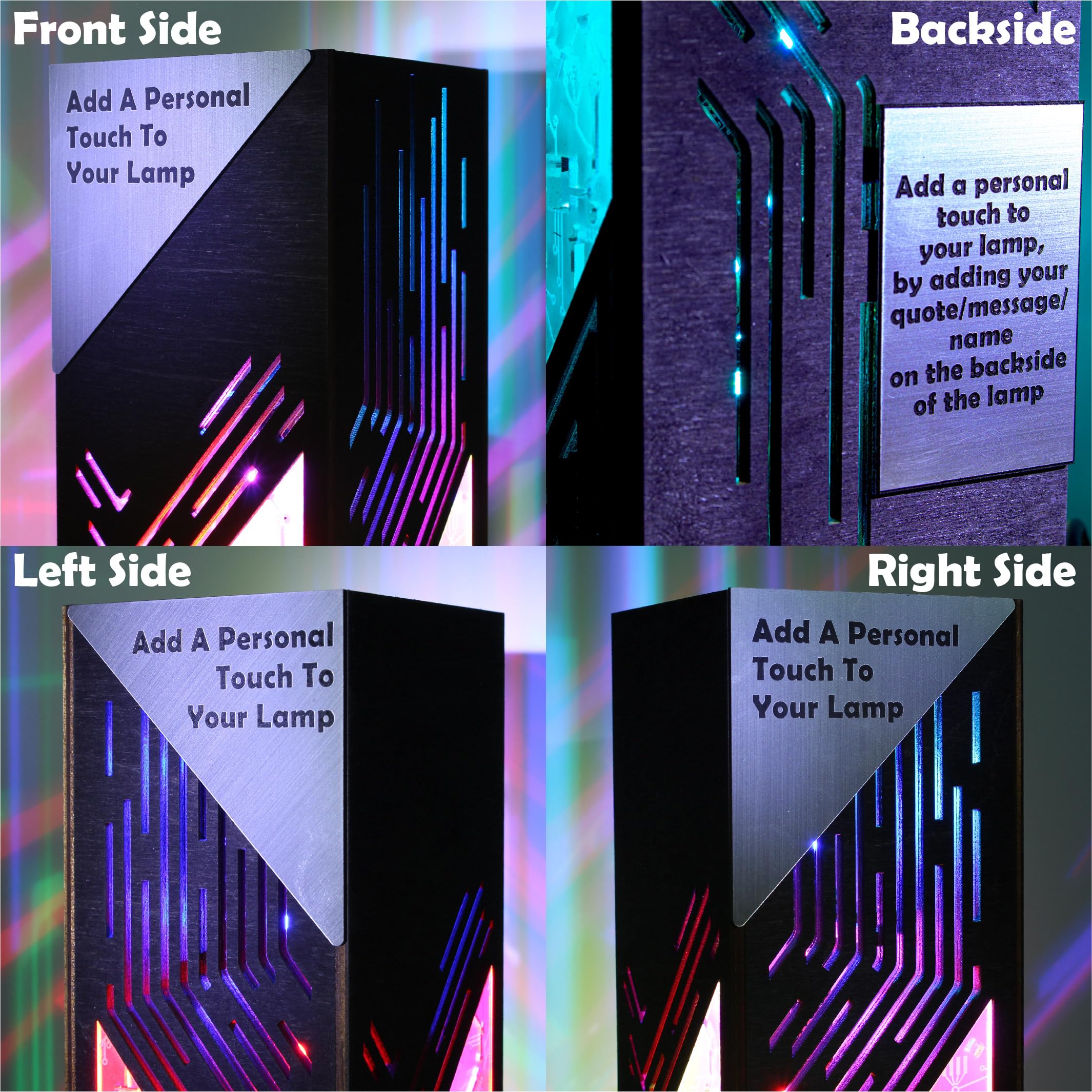 Futuristic LED RGB Desk Lamp - Sci-Fi Punk & Cyberpunk Style Handmade Night Light for Gaming, Office, and Bedroom Decor | Modern Contemporary Lighting with Inclined Lines