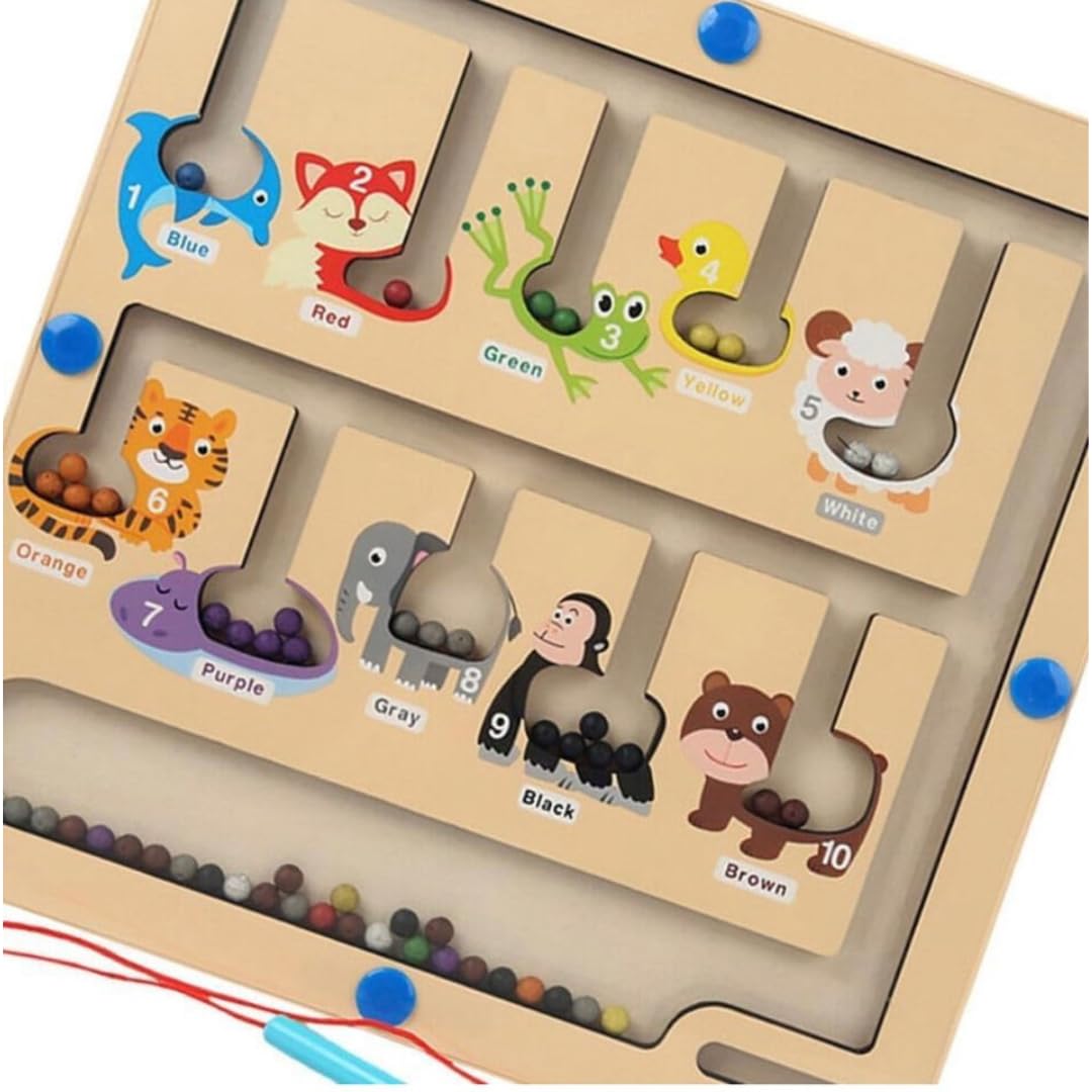 MontyMaestro Magnetic Color and Animal Maze - Montessori Educational Toy for Kids Ages 3+ | Learning Activity Game with Animal Puzzles & Magnet Board | Perfect for Preschool Classroom, Travel & Home Play