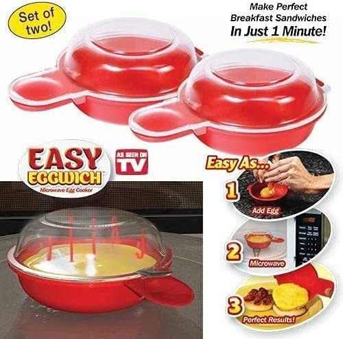 2-Pack Microwave Egg Cooker - Fast 1-Minute Egg Maker for Omelets, Poached & Scrambled Eggs - Perfect Kitchen Tool for Breakfast, Meal Prep & Quick Snacks
