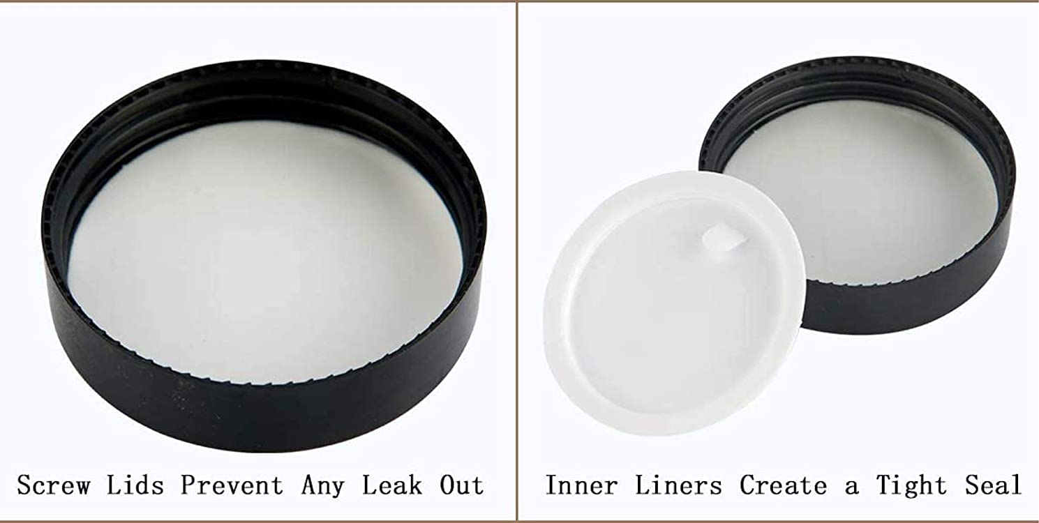 DINEMART 2-Pack 50g Frosted Glass Jars with Black Caps & White Inner Lids - 100% Leakproof Refillable Containers for Cosmetics, Cream, Lip Balm, DIY Skincare, Beeswax - Perfect for Home Beauty Organizers & Travel Toiletry Kits
