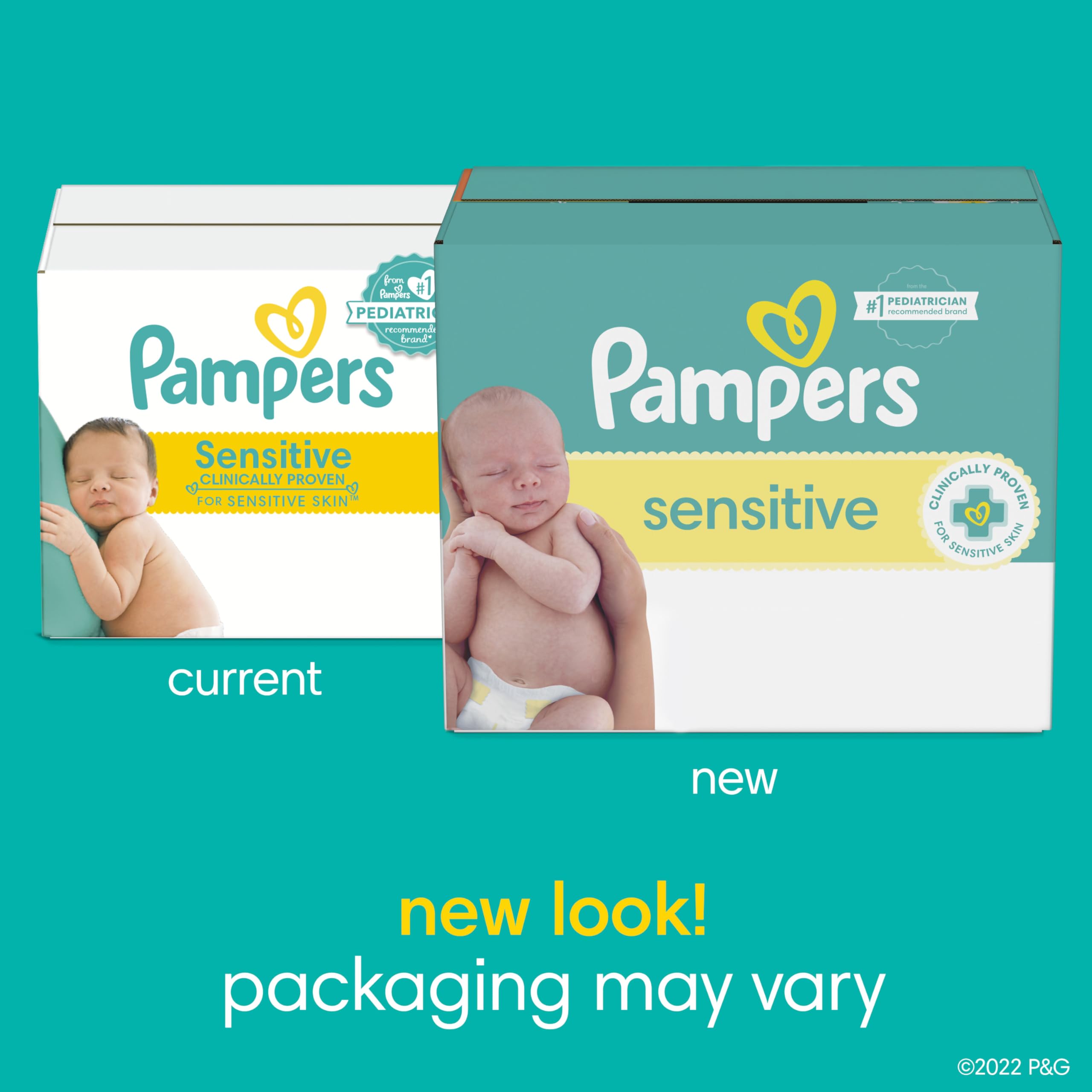 Pampers Sensitive Baby Wipes - Fragrance Free, Hypoallergenic, 12 Pop-Top Packs (1008 Count) | Gentle for Newborn Skin, Diaper Changes & On-The-Go Cleaning