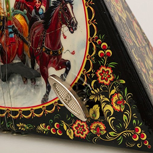 Balalaika Music Box 'Winter Troika' - Handcrafted Russian Folk Musical Gift Box in Black | Perfect for Christmas Decor, Holiday Gifts & Slavic Home Decor