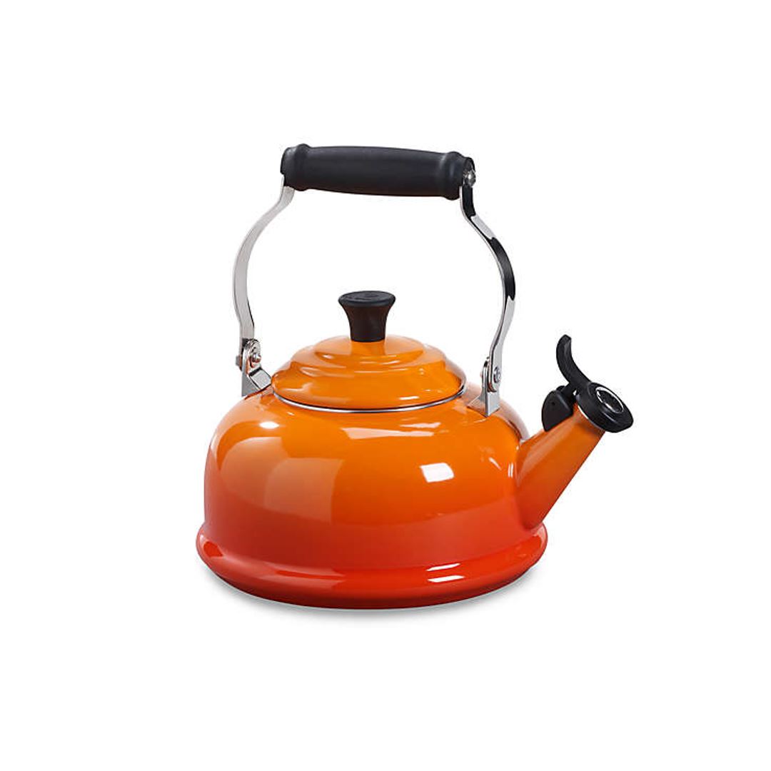 Le Creuset 1.6L Classic Whistling Tea Kettle - Flame Color - Enameled Cast Iron Stovetop Kettle for Tea, Coffee & Hot Water - Perfect for Home, Office & Outdoor Use