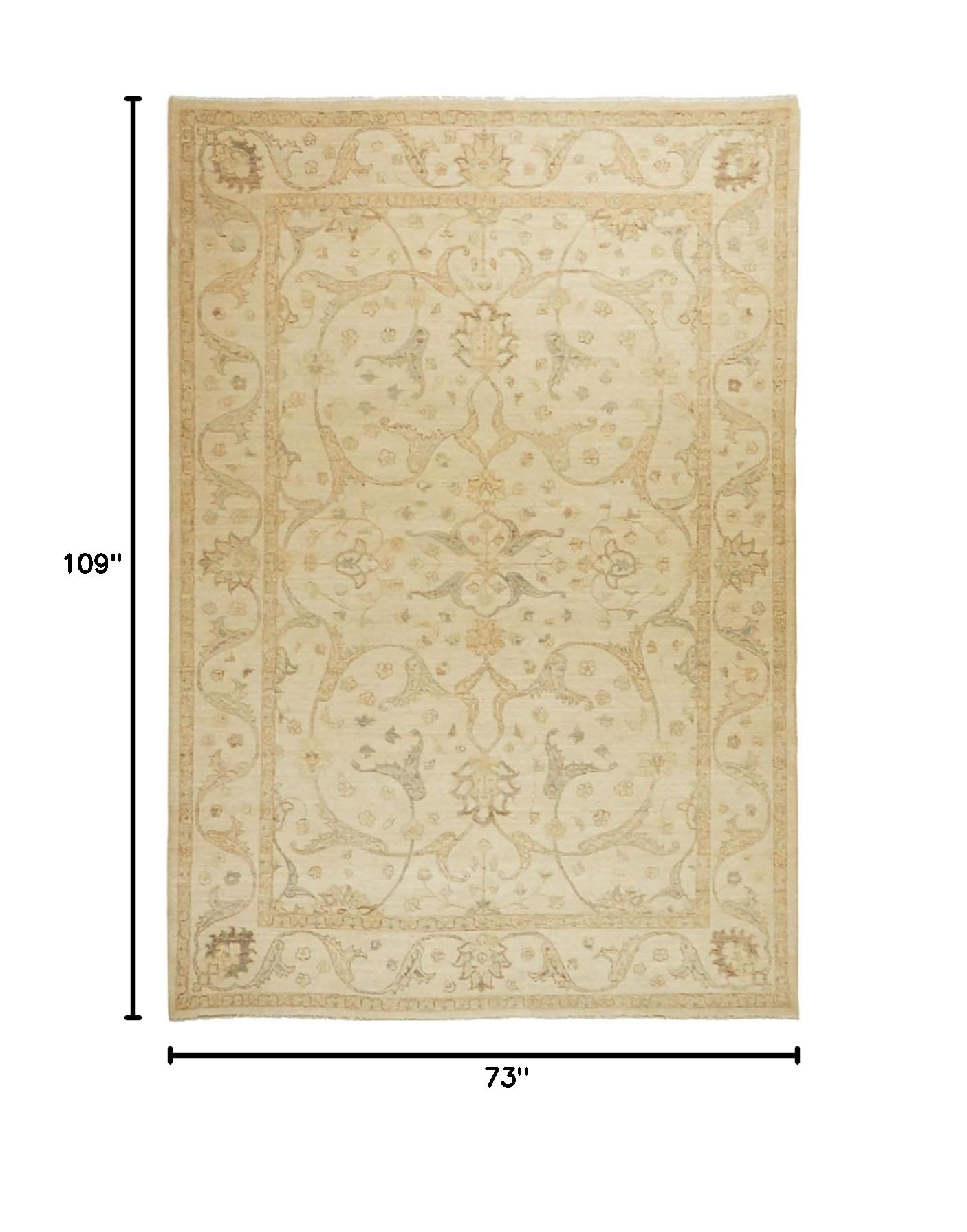 Hand-Knotted Traditional Champagne Area Rug 6x9 ft - Solo Rugs | Perfect for Living Room, Bedroom & Dining Room Decor