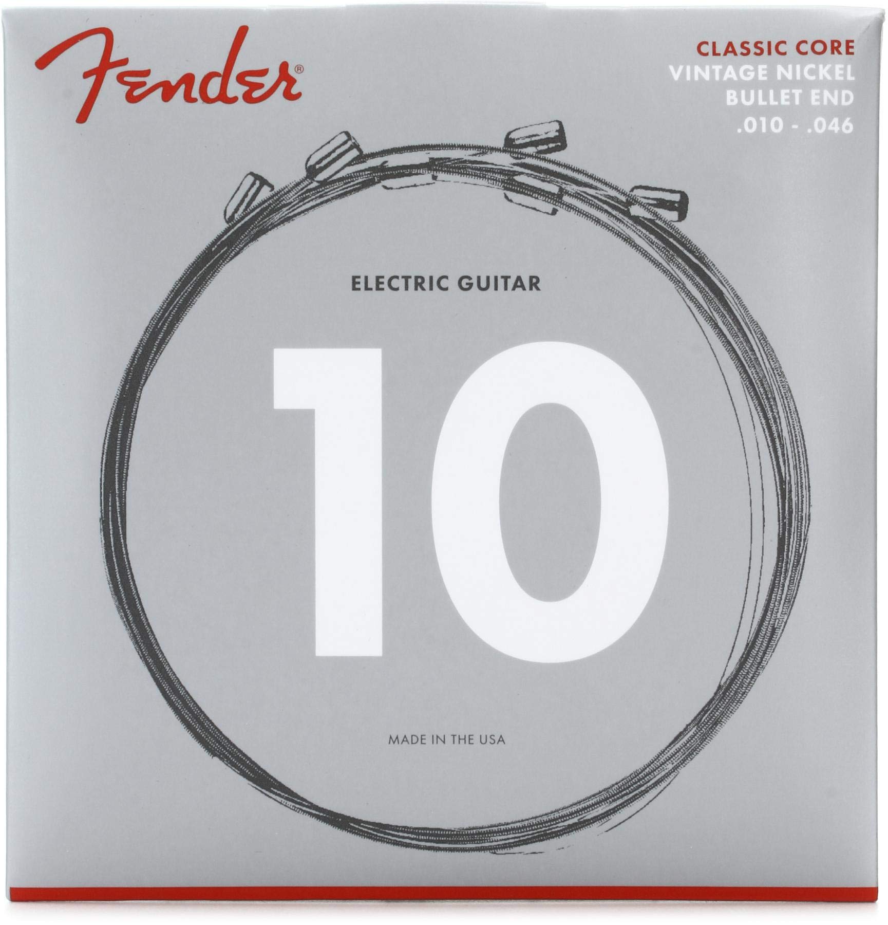 Fender Classic Core Electric Guitar Strings - Vintage Nickel, Bullet End, 3155R .010-.046 Gauge | Premium Quality for Rock, Blues & Jazz | Perfect for Live Performances & Studio Recording