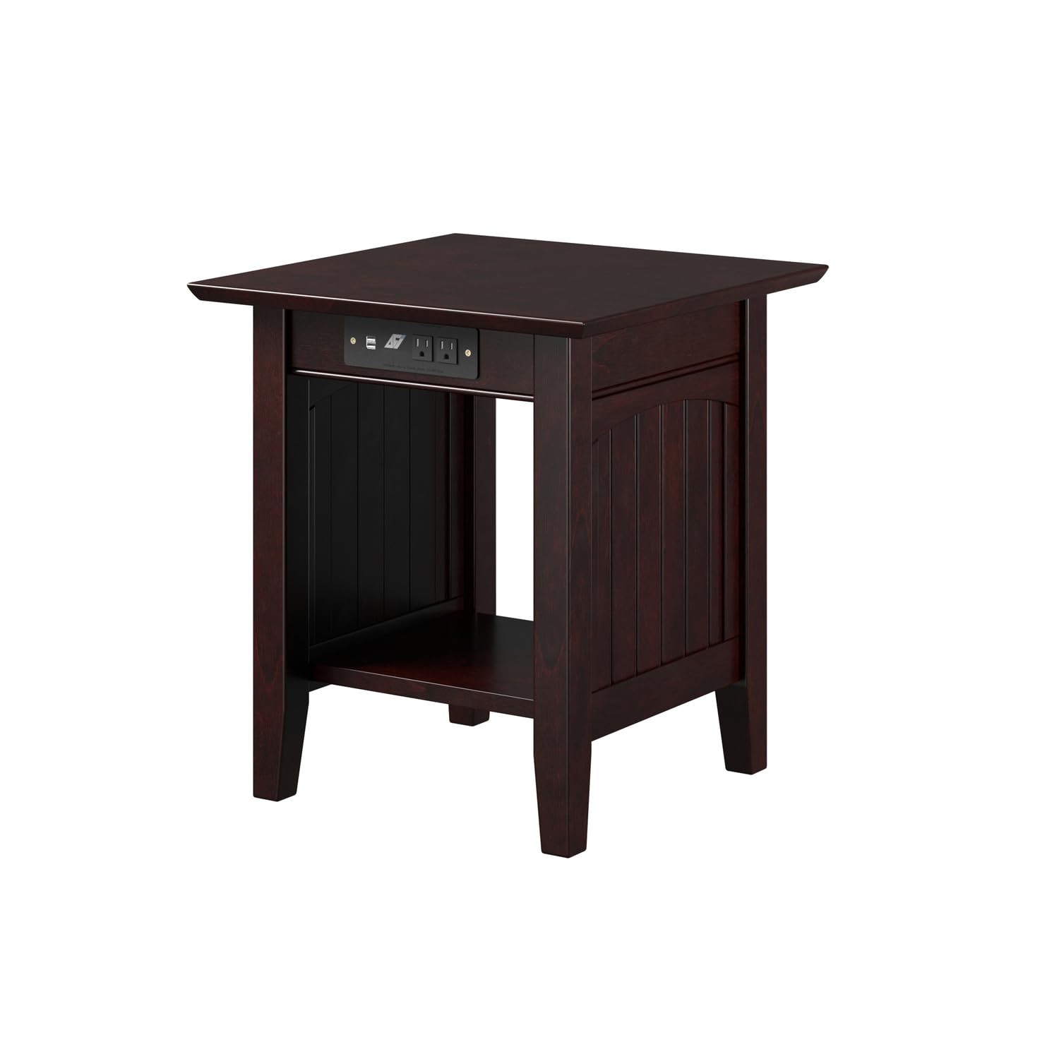AFI Nantucket End Table with Built-in USB Charger - Espresso Finish Nightstand for Bedroom, Living Room, or Office - Convenient Charging Station for Phones & Tablets