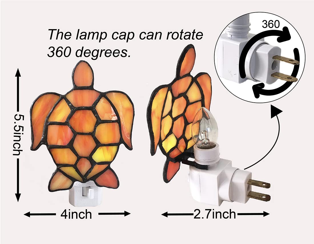 Stained Glass Turtle Night Light - Tiffany Style Bedside Lamp for Kids Room, Study & Bedroom | Soft Wall Light for Sleeping, Reading & Relaxation | Creative Decorative Lamp DYM6001