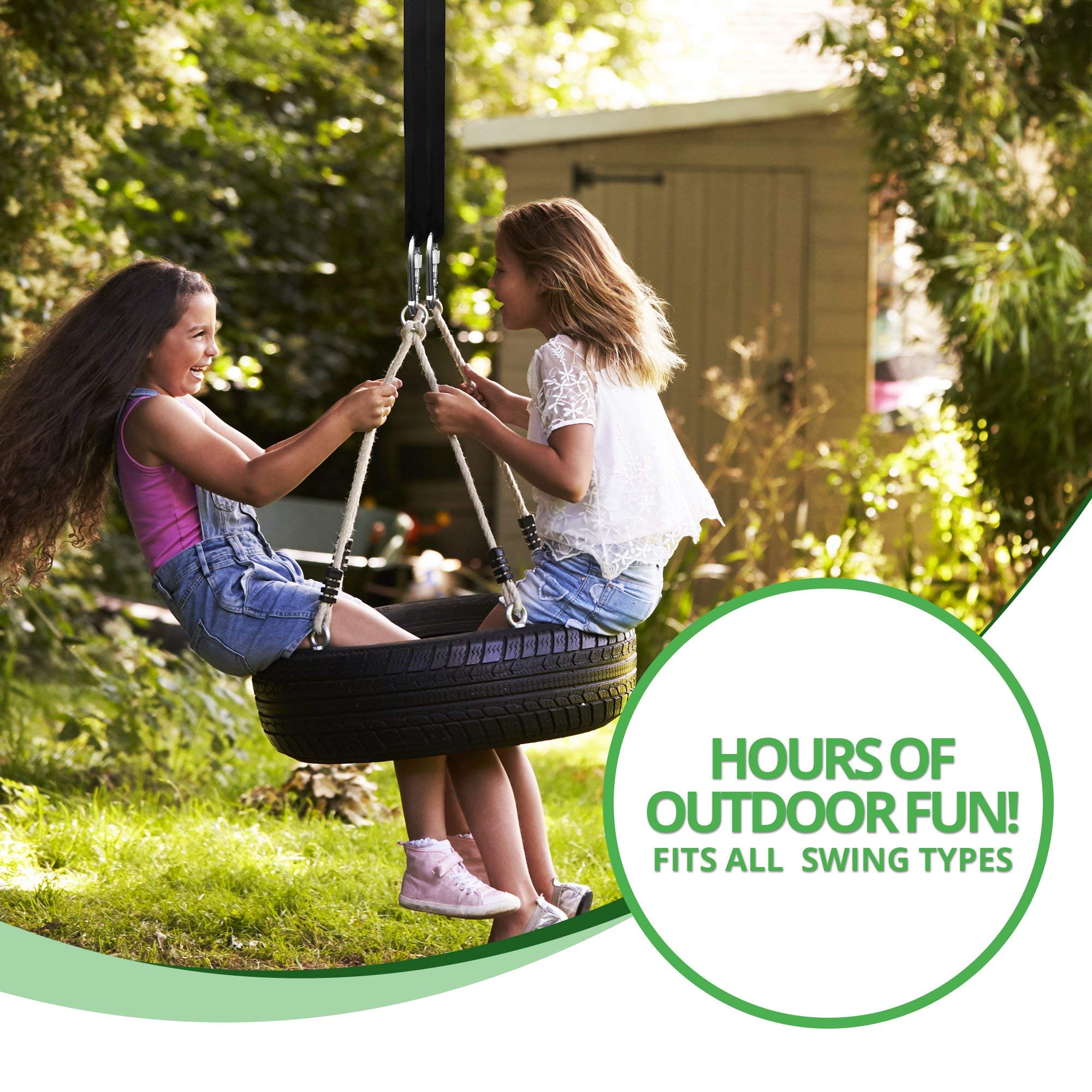 4FT Heavy Duty Tree Swing Straps (2 Pack) - 2200lbs Weight Capacity - Waterproof Hammock & Swing Hanging Kit with Carabiner, Spinner & Carry Bag - Perfect for Backyard, Garden, Camping & Outdoor Activities
