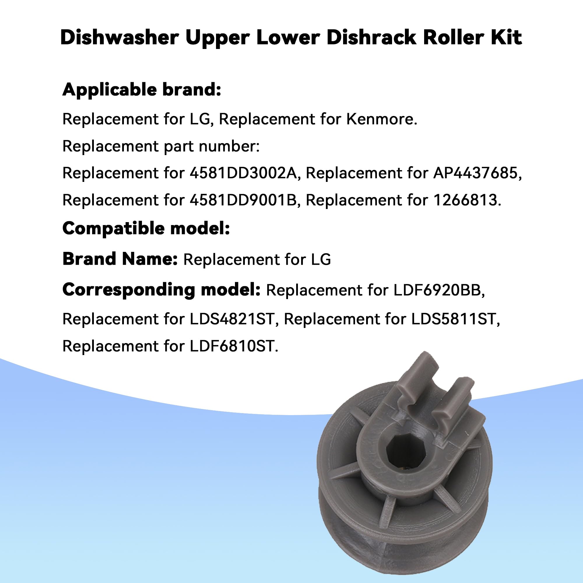 8PCS Dishwasher Roller Assembly Replacement - Compatible with Kenmore Upper & Lower Dish Rack Wheels - Durable Rollers for Smooth Gliding - Perfect for Kitchen Appliance Repair and Maintenance