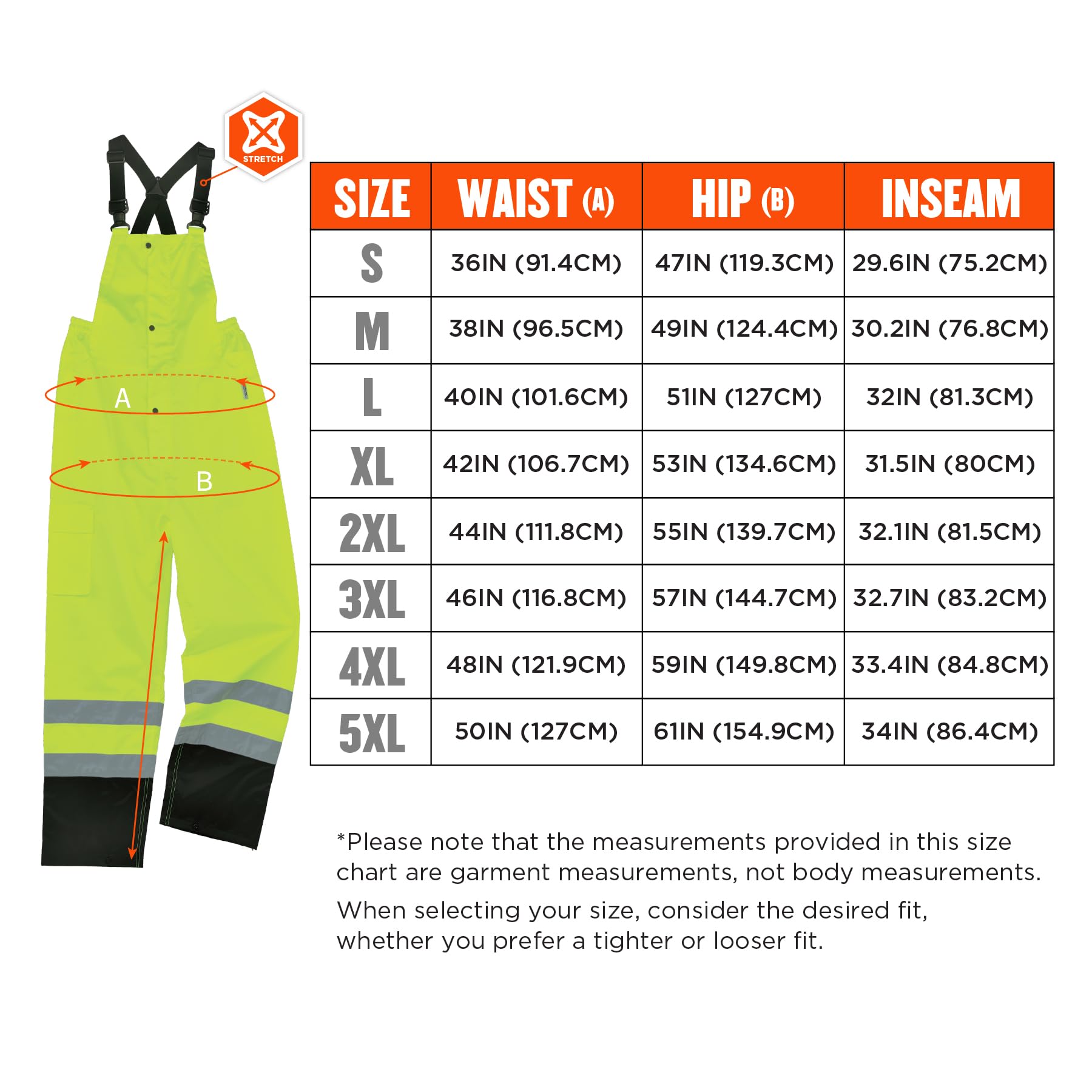 Ergodyne GloWear 8918BK High Visibility Reflective Rain Bib Overalls - ANSI Compliant Black Bottom with Lime Accents (4XL) - Ideal for Construction, Road Work & Outdoor Safety