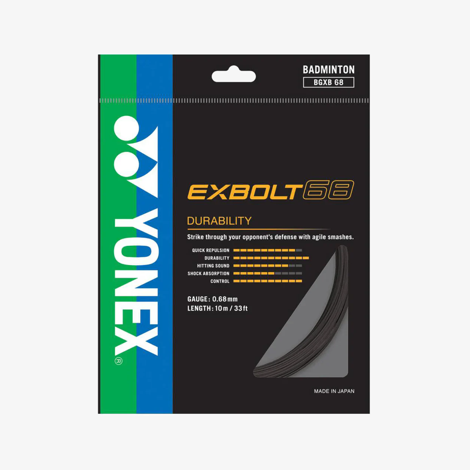 Yonex Exbolt 68 Badminton String - 10m Length, 6 Color Options | High Performance String for Competitive Play & Training