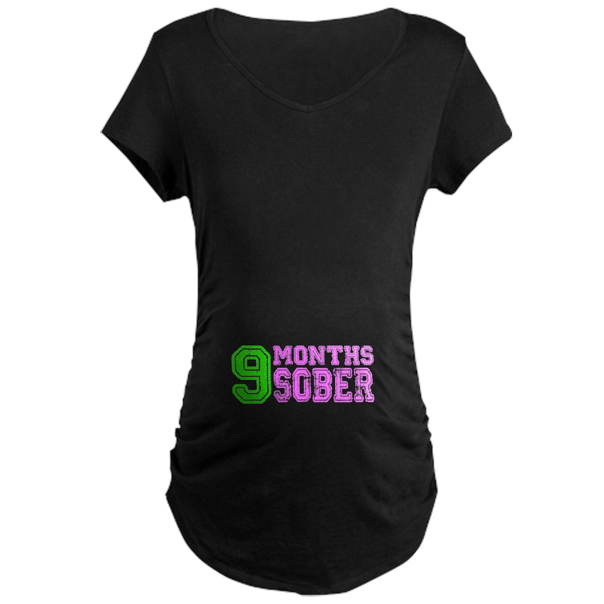 9 Months Sober Pregnancy Neon Maternity T-Shirt for Women - Ruched Side Design - Perfect for Baby Showers & Maternity Photos