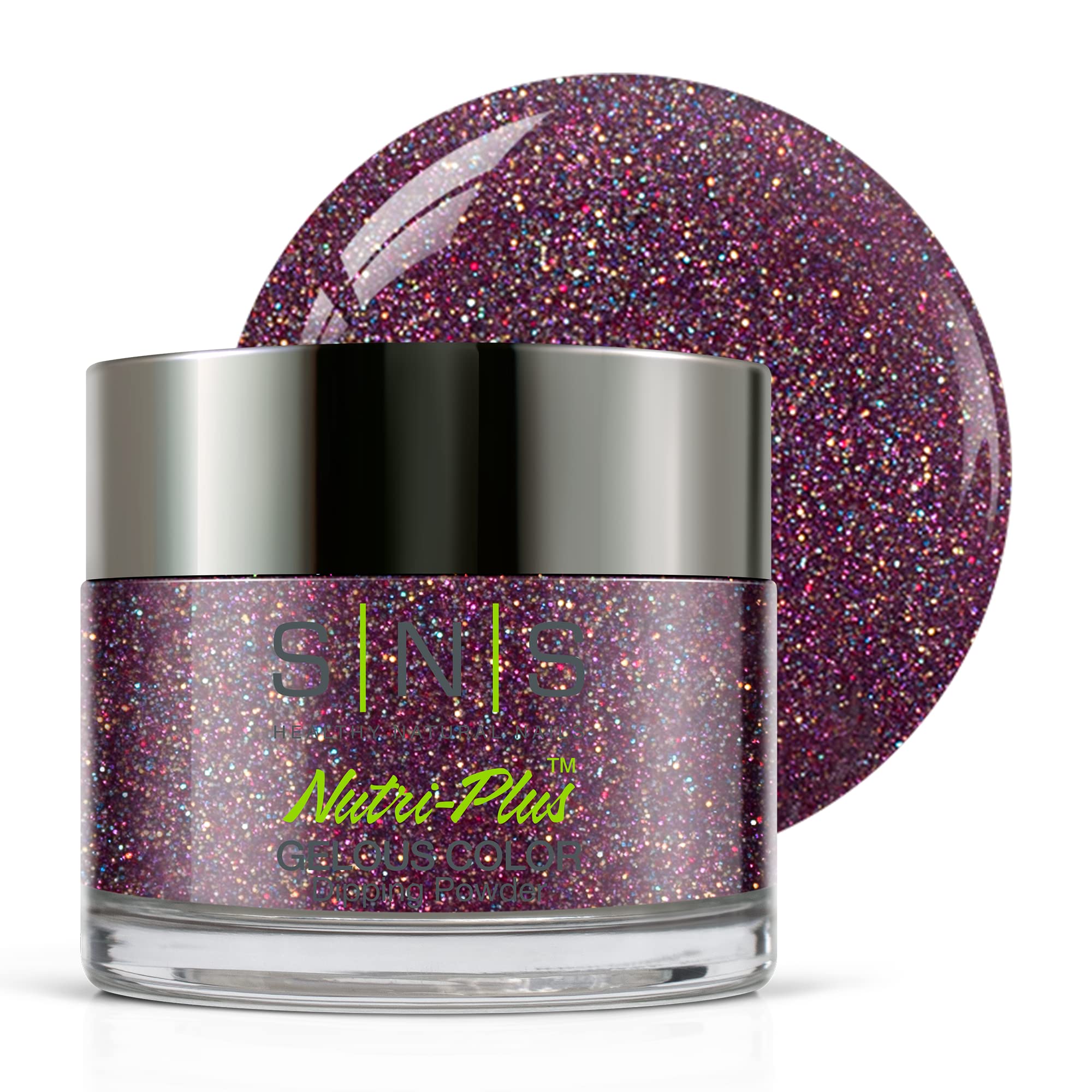 Long-Lasting SNS Nail Dip Powder in Sugared Aubergine Purple - 14-Day Gelous Color Dipping Powder for Acrylic Nails - Low Odor, No UV Lamp Required - 1 oz - Perfect for Salon-Quality Manicures at Home & Special Occasions