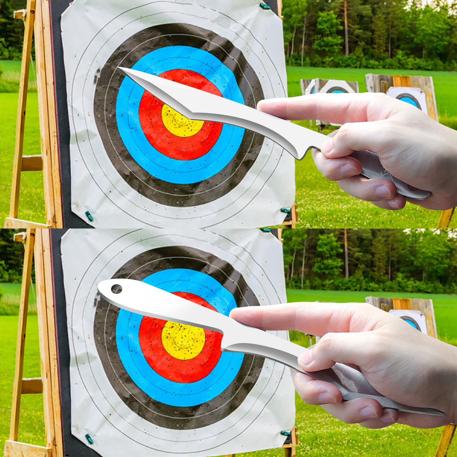 Professional Throwing Knives Set of 3 - 10 Inch Stainless Steel Full Tang Spike Knives with Nylon Sheaths - Perfectly Balanced for No-Spin Throwing - Ideal for Outdoor Recreation, Target Practice & Competitive Knife Throwing Sports
