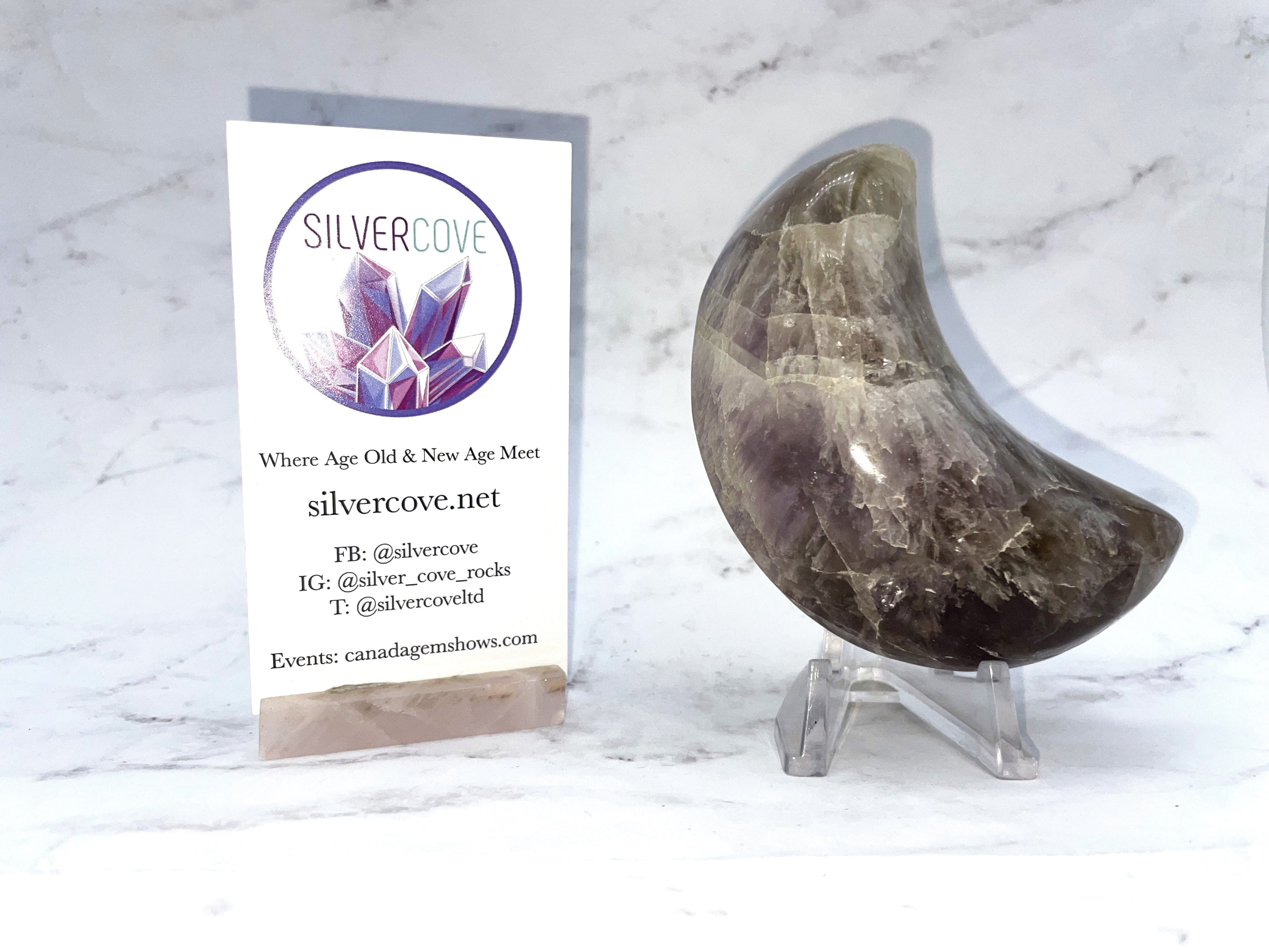 Natural Ametrine Moon Carving - Handmade Healing Crystal for Meditation, Yoga & Spiritual Decor | Perfect for Home, Office & Gift Giving