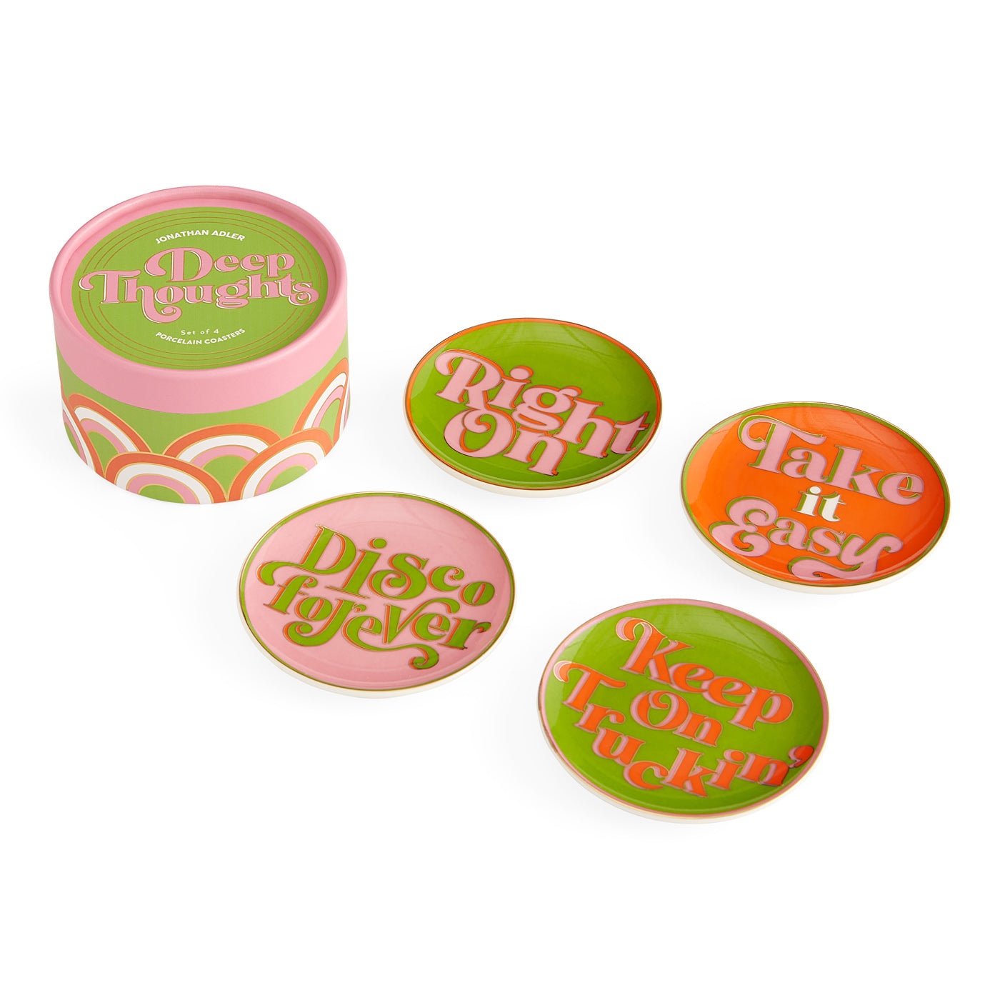Deep Thoughts Coasters Set of 6 - Funny Inspirational Quote Drink Coasters for Home, Office or Bar - Perfect for Coffee, Beer & Wine Glasses