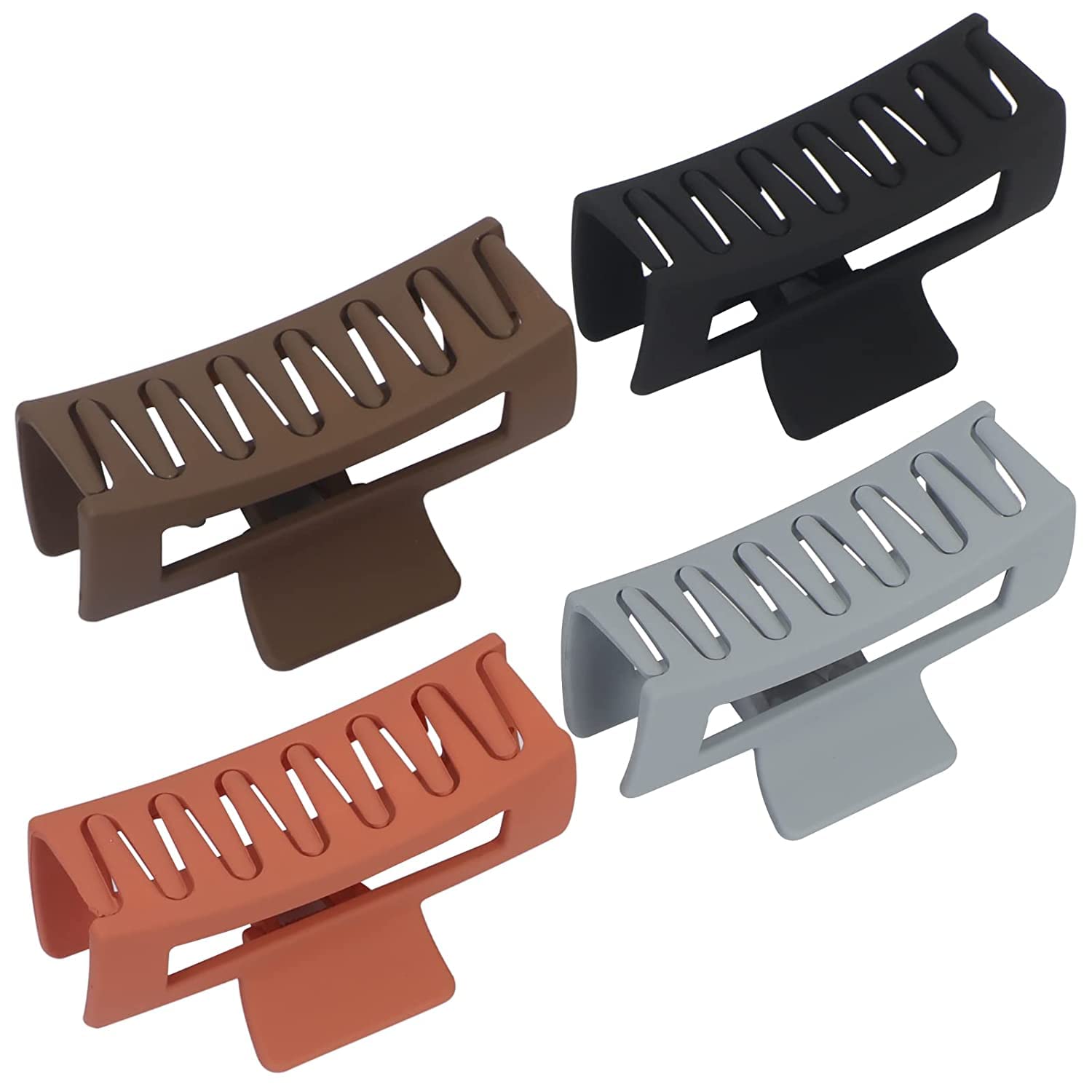 Aliba Collection 4-Piece Matte Hair Claw Clips for Women - 4.1 Inch Large Non-Slip Barrettes with Strong Hold - Perfect for Long, Thin or Thick Hair - Great for Workouts, Office & Everyday Styling