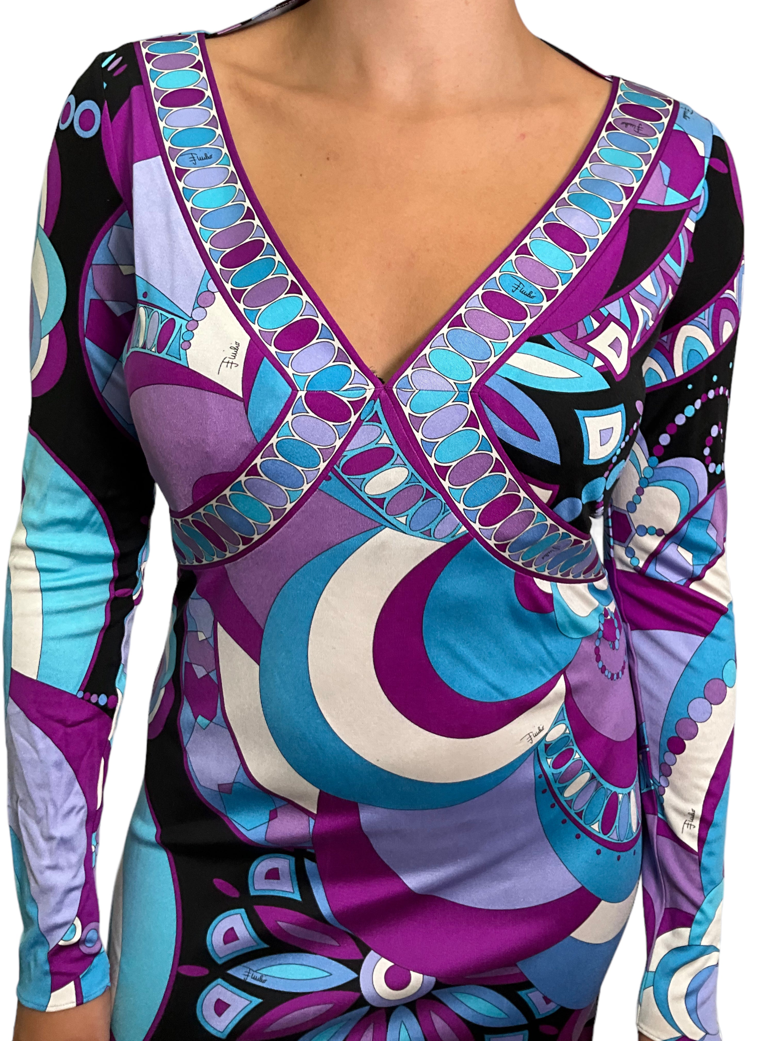 Emilio Pucci Women's Long Sleeve Jersey Dress - Size Medium | Elegant Casual & Party Wear for Day to Night Outfits