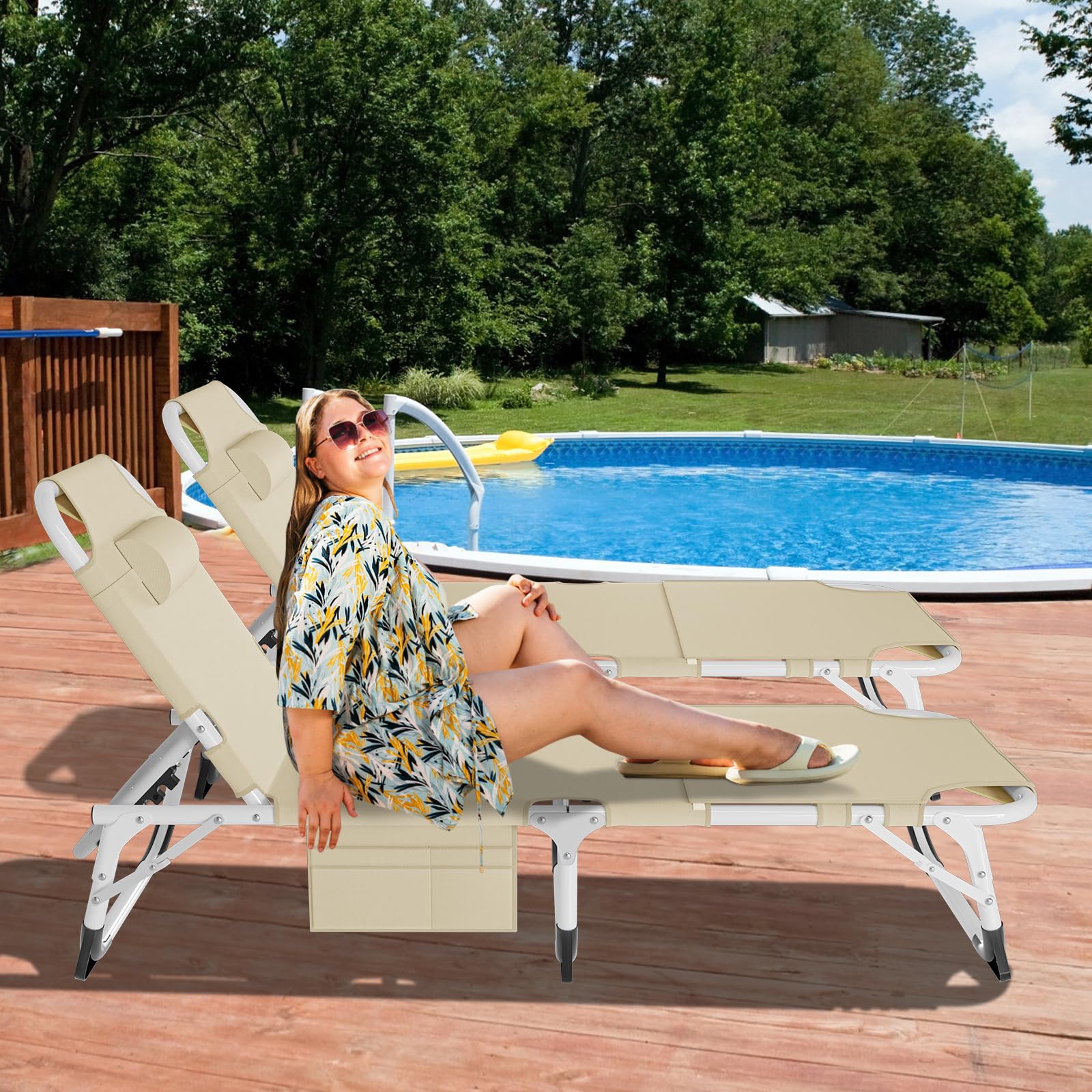 DoCred Heavy Duty Tanning Chair with Face Hole - Adjustable 5-Position Folding Chaise Lounge for Outdoor, Beach, Pool & Camping | Portable Sunbathing Chair for Backyard, Lawn & Travel | Perfect for Relaxing, Tanning & Lounging