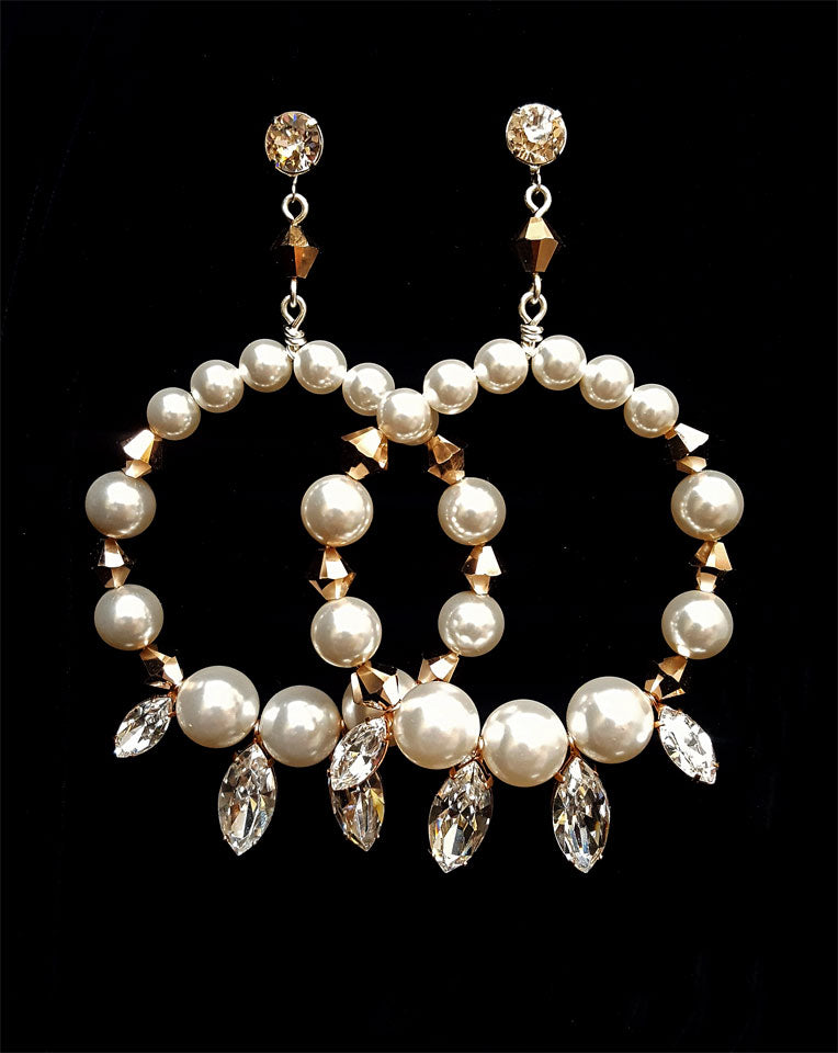 Kezani Amaani Small Boho Pearl Hoop Earrings for Bridal Wedding | Elegant & Dainty Jewelry for Bridesmaids, Boho Chic Wedding, and Special Occasions
