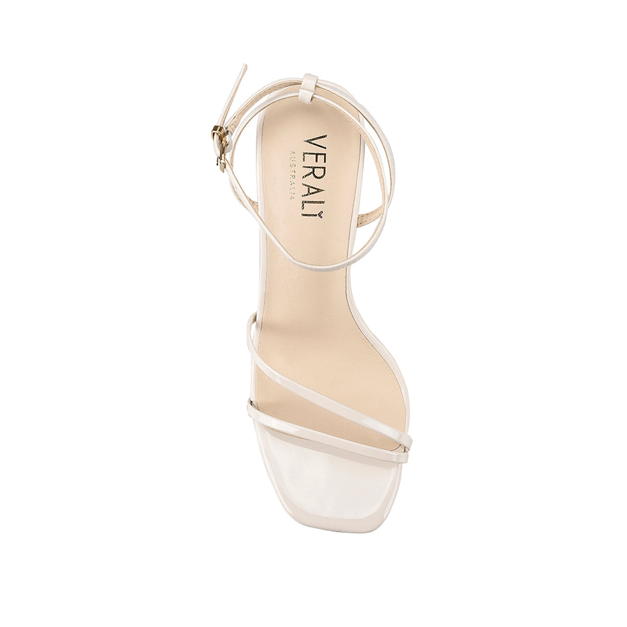 Kimmy Slim Strappy Heels - Bone Patent Leather High Heels for Women | Elegant Pointed Toe Stiletto Pumps for Party, Wedding & Evening Events