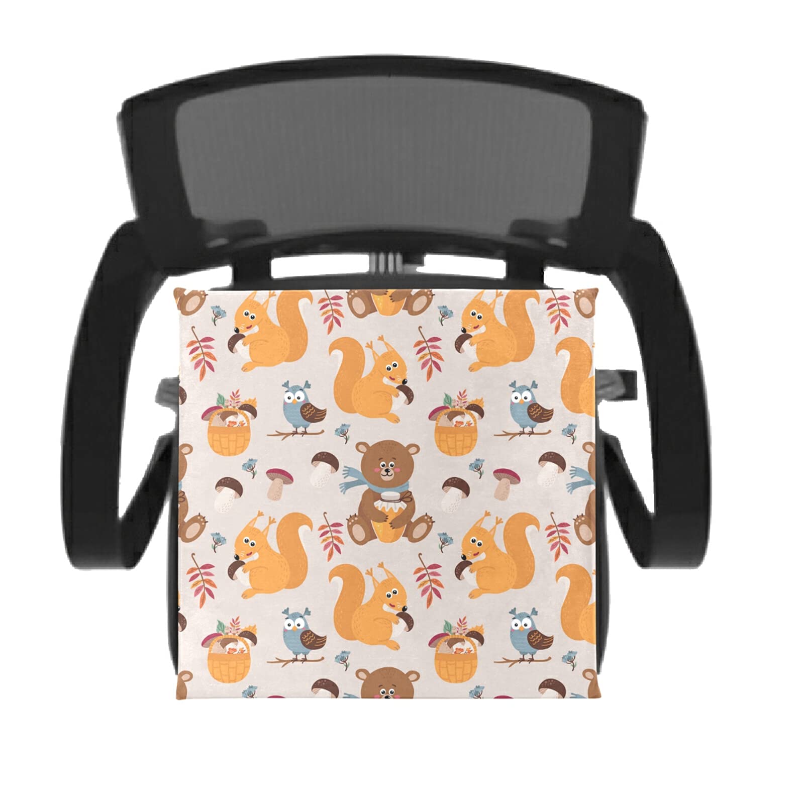 Emelivor Thanksgiving Bears Squirrels Owls Memory Foam Seat Cushion - Washable Comfort Chair Pad for Dining Chairs, Floor Sitting, Wheelchair & Car Travel - Perfect for Home Decor, Office Ergonomics & Holiday Gifts