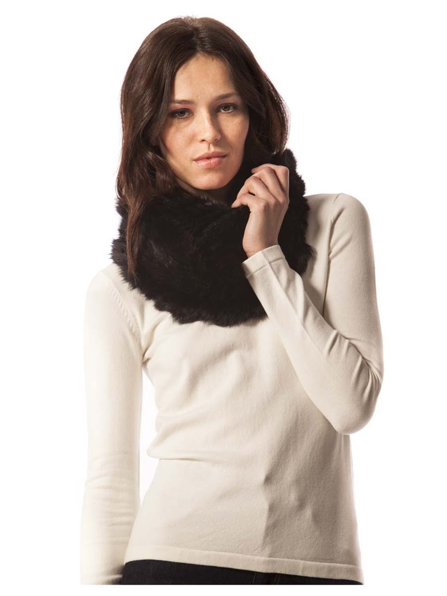 525 America Women's Rabbit Fur Infinity Scarf - Soft Winter Wrap for Cold Weather, Fashionable Accessory for Outfits - Perfect for Office, Travel and Holiday Gifts