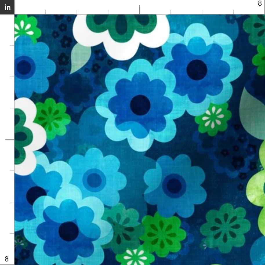 Retro Daisy Green Jewel Printed Minky Fabric by The Yard - Soft Plush Material for Sewing Baby Blankets, Quilt Backing & DIY Projects - Perfect for Nursery Decor, Gift Making & Home Crafts