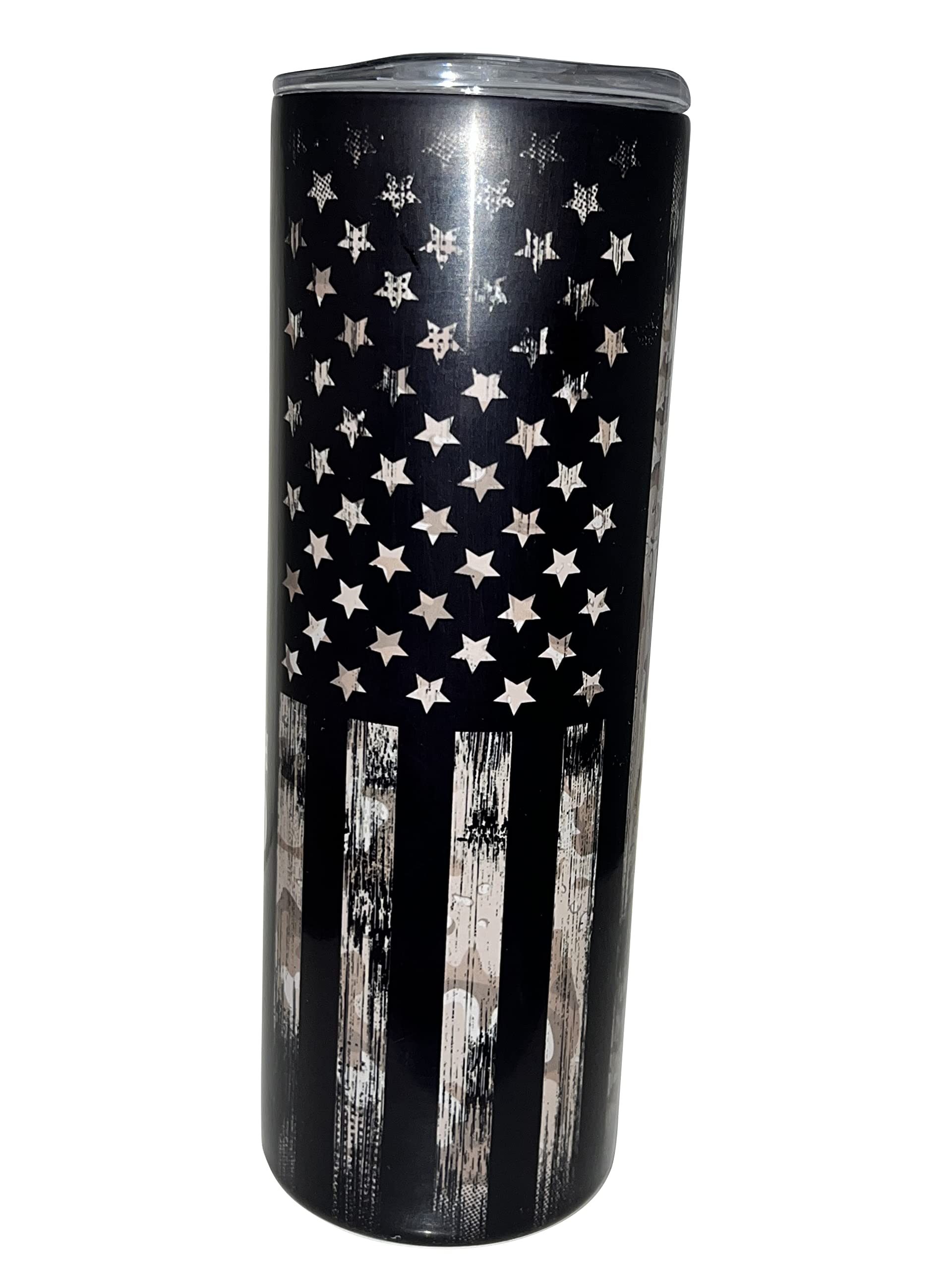 Dad The Man The Myth The Legend Brown Camo Flag Stainless Steel Tumbler - 20oz Skinny Insulated Cup for Coffee & Cold Drinks - Perfect Father's Day Gift, Camping, Office & Travel