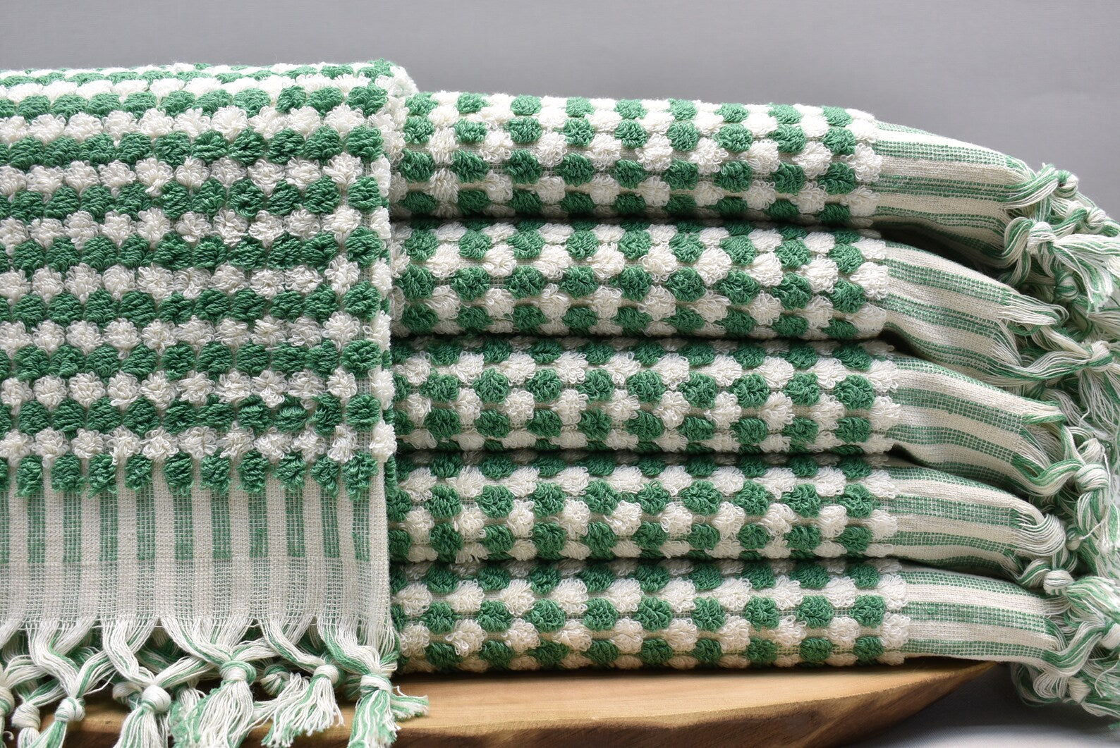 Premium Bubble Green Terry Hand Towel - 100% Turkish Cotton, 38