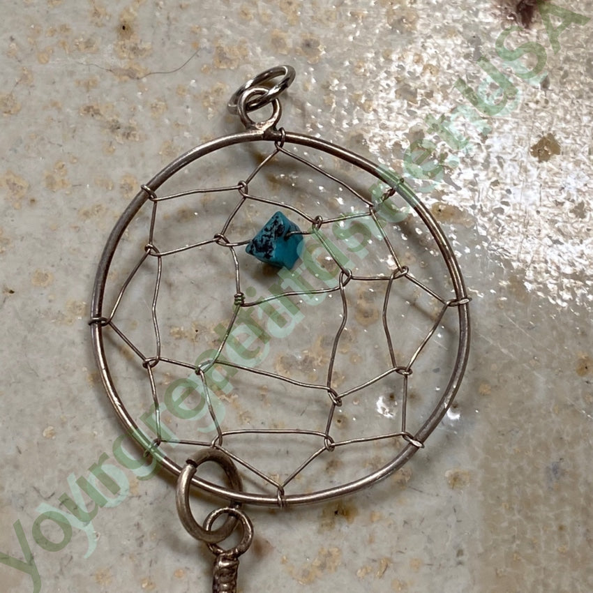 Authentic Sterling Silver Dreamcatcher Pendant with Genuine Turquoise Gemstone - Native American Inspired Jewelry for Women, Perfect for Boho Fashion & Spiritual Protection
