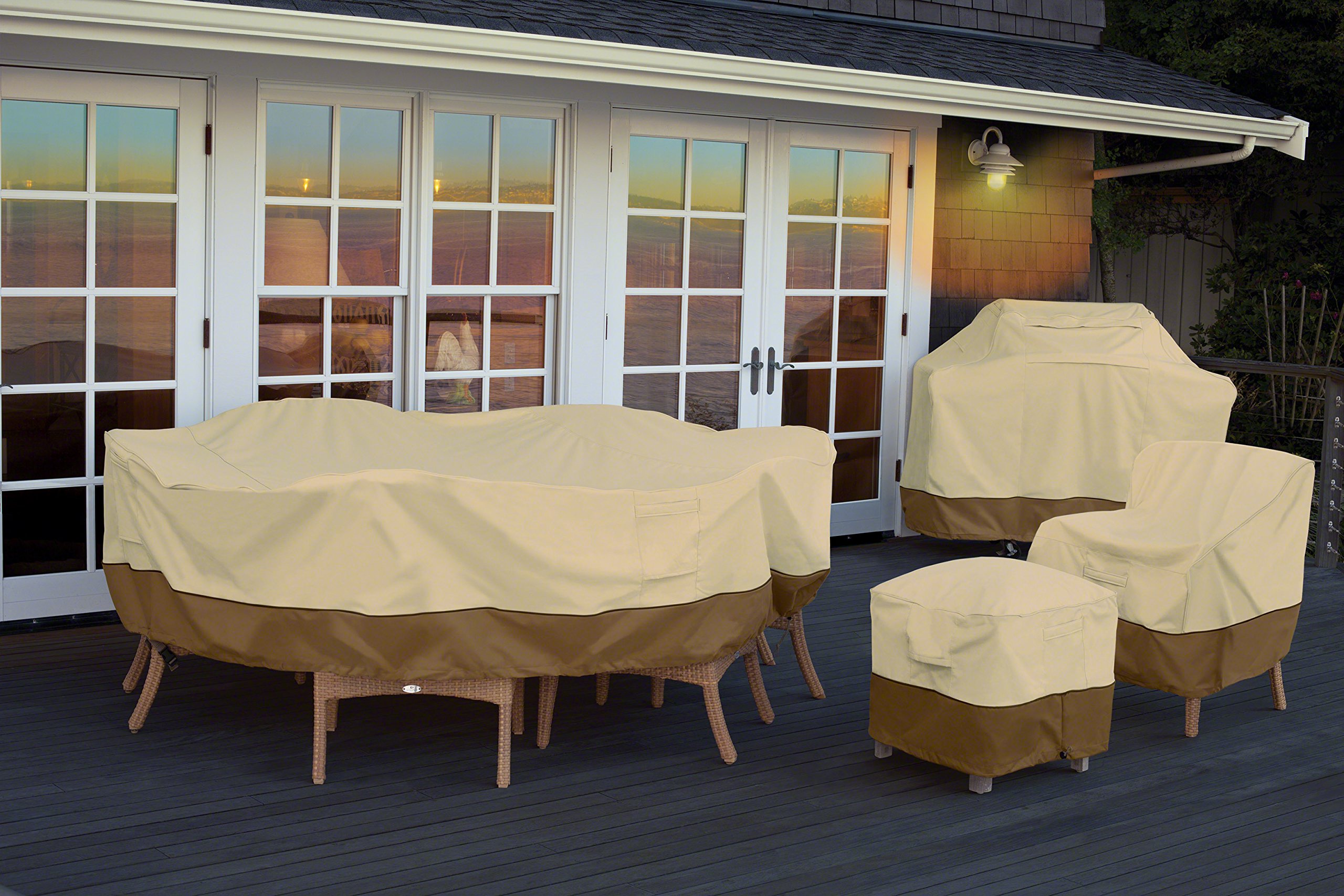 Classic Accessories Veranda 72 Inch Water-Resistant Rectangular/Oval Patio Table Cover - Durable Outdoor Protection for Dining and Entertaining