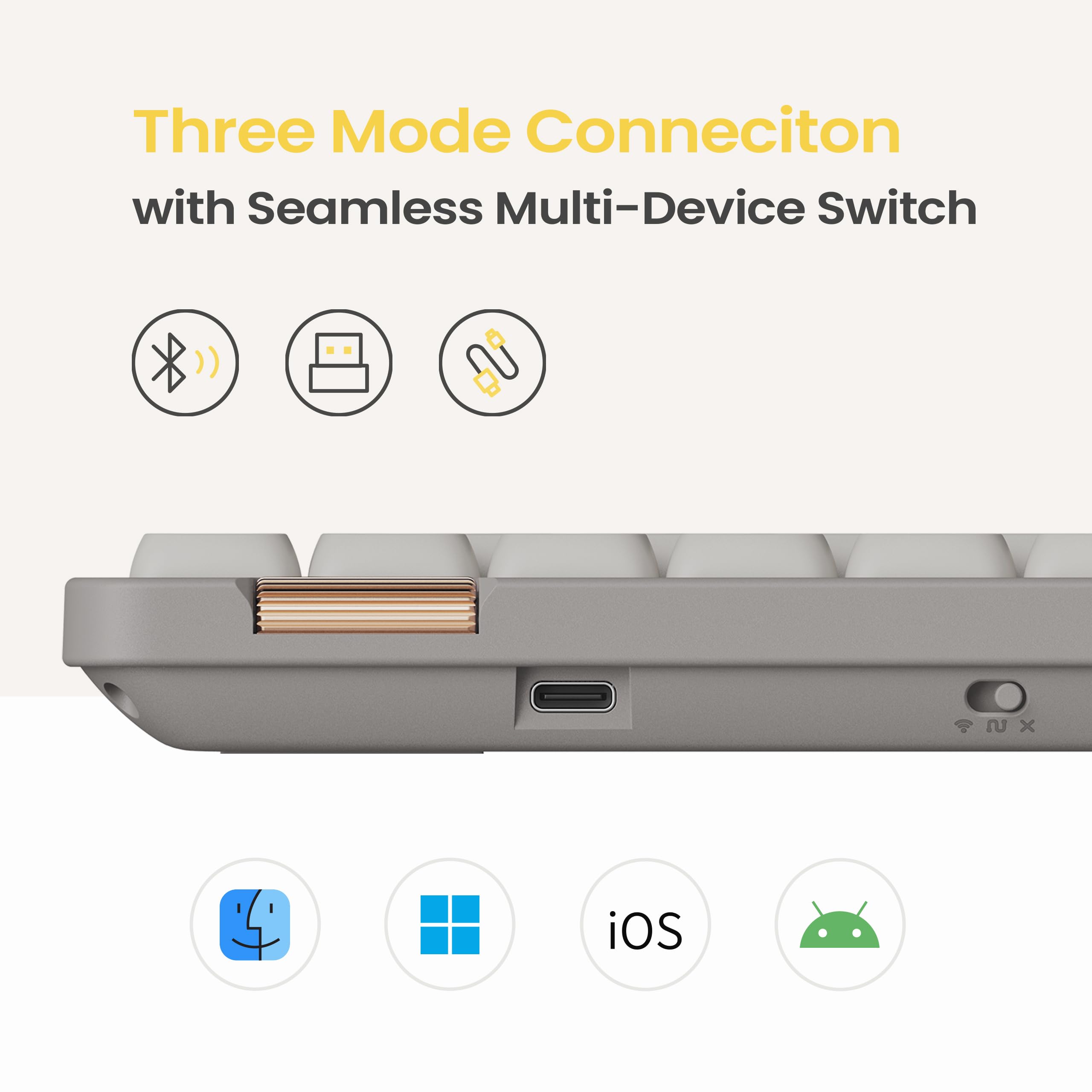 Flow Lite 84-Key Low Profile Wireless Mechanical Keyboard - Hot-Swappable, Rechargeable with 2.4G/BT5.0/Wired Modes for Windows & Mac | Specter Linear Switches (Marble White) | Perfect for Office Work, Gaming & Programming