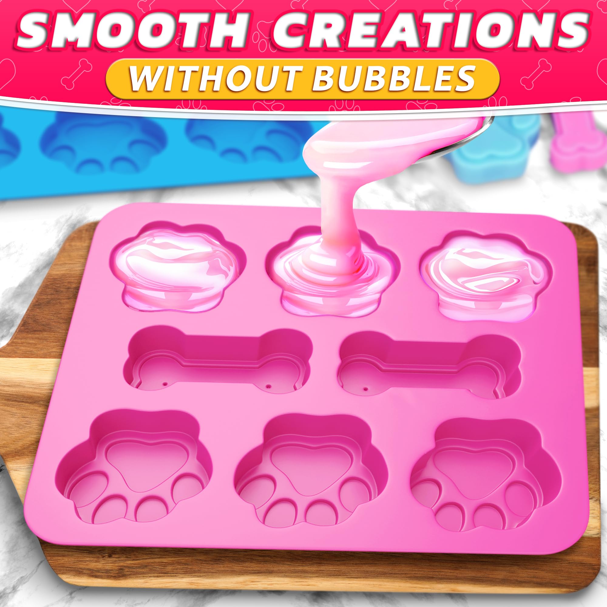 2 Pcs Silicone Dog Treat Molds for Baking, Freezing & Candy Making - Reusable Chocolate Molds for Homemade Dog Treats - Perfect for DIY Pet Snacks, Frozen Treats & Party Favors