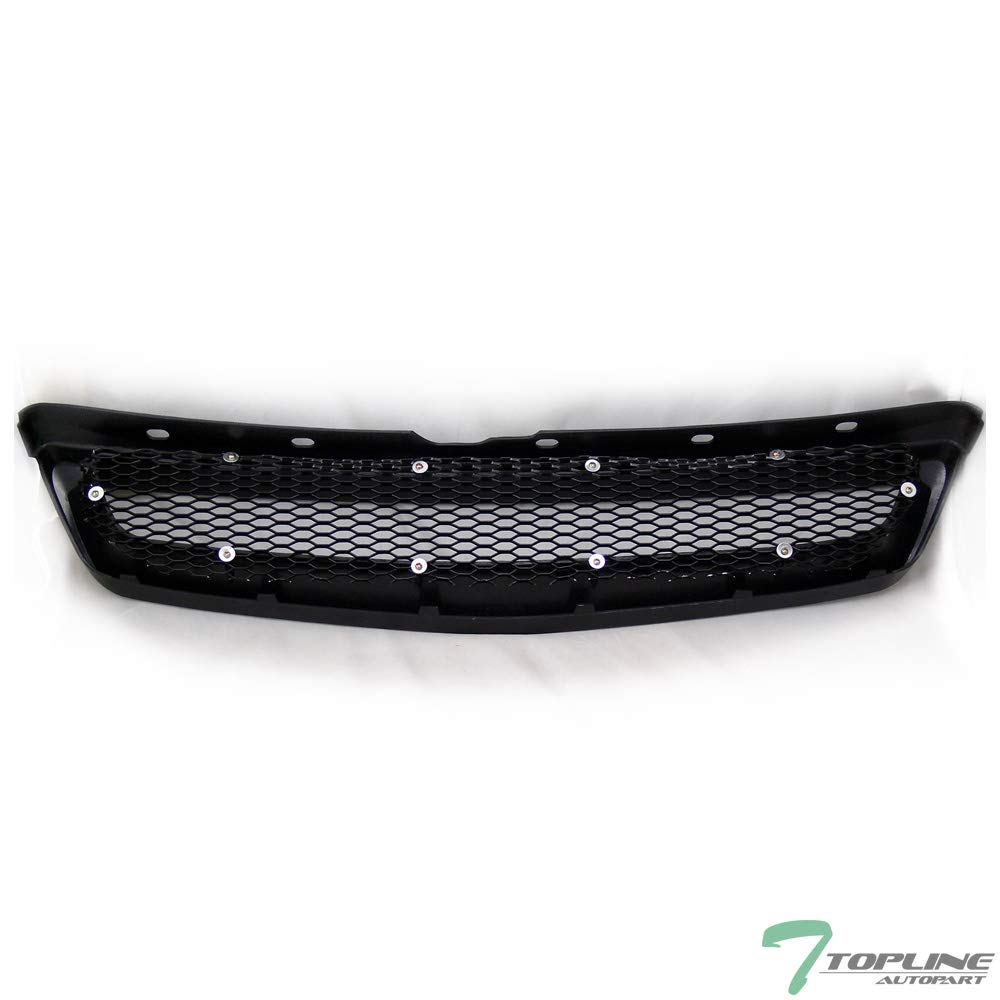 1999-2000 Honda Civic Glossy Black T-R Style Aluminum Mesh Front Bumper Grille | Replacement Car Part | Perfect for Customization & Street Style Upgrades