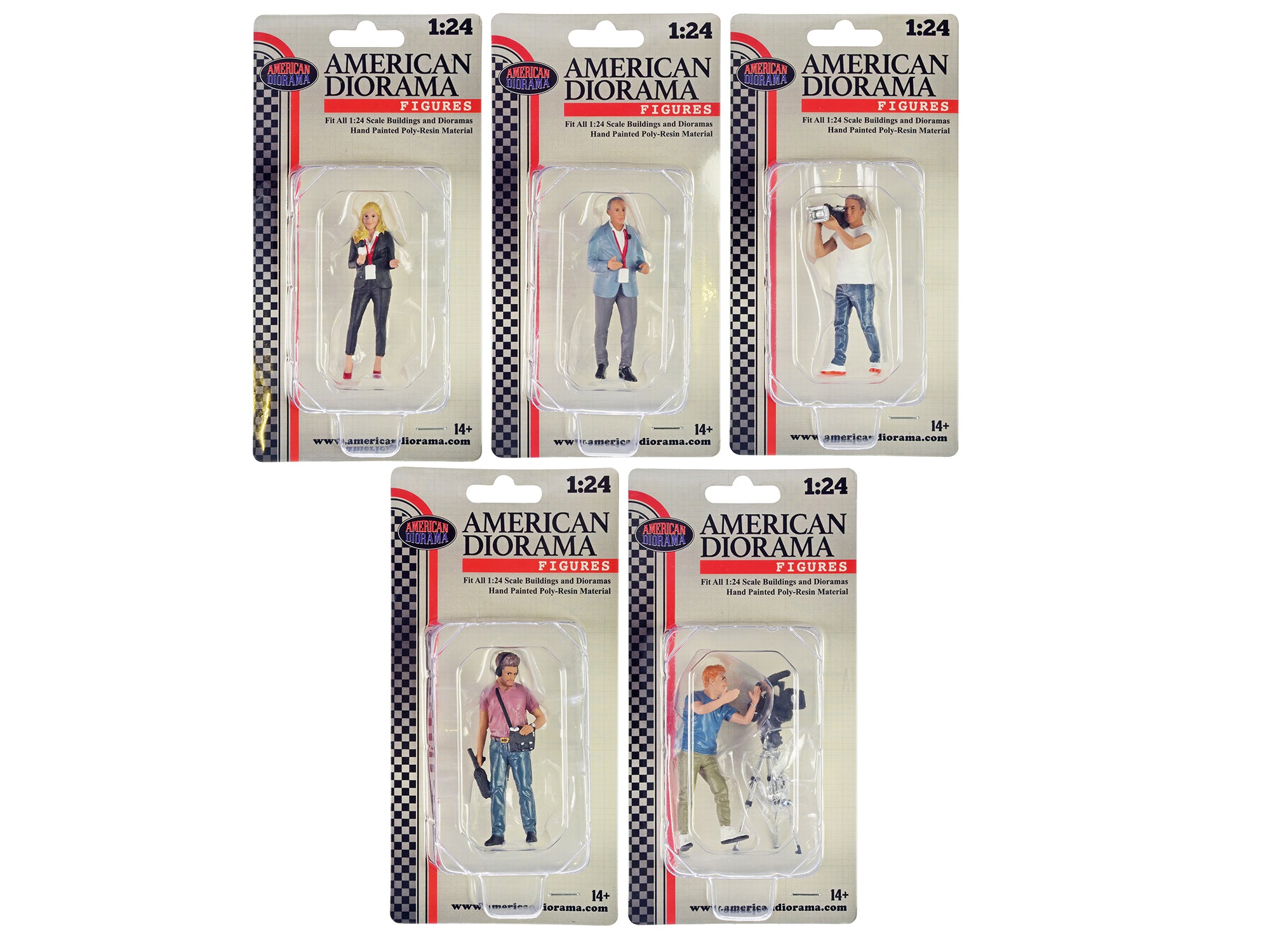 American Diorama 1/24 Scale On Air 6-Piece Figure & Accessory Set - Perfect for Model Car Displays, Dioramas, and Collectible Scenes