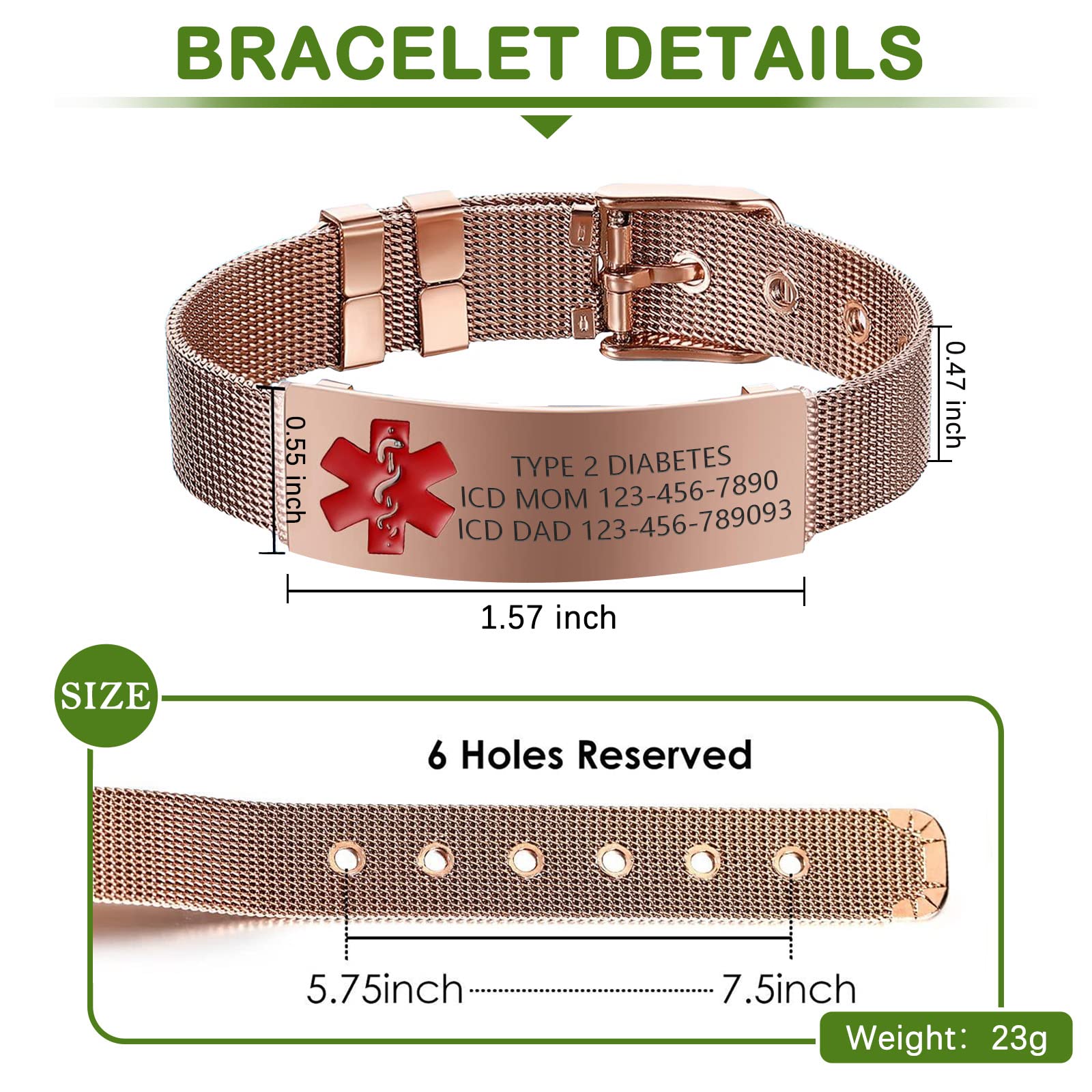 Custom Engraved Adjustable Stainless Steel Medical Alert Bracelet for Men, Women & Kids - Emergency Medical ID Wristband with Free Personalization | Perfect for Allergies, Diabetes & Daily Safety