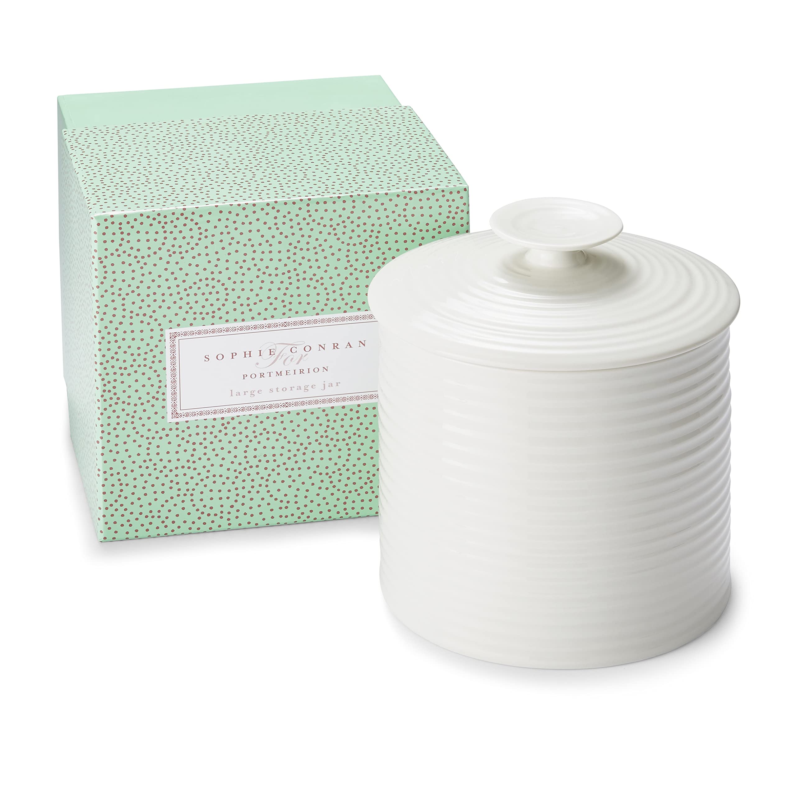 Portmeirion Sophie Conran White Large 80oz Food Storage Canister with Lid | Airtight Porcelain Kitchen Container for Flour, Sugar & Coffee | Pantry Organization & Countertop Decor for Home & Kitchen