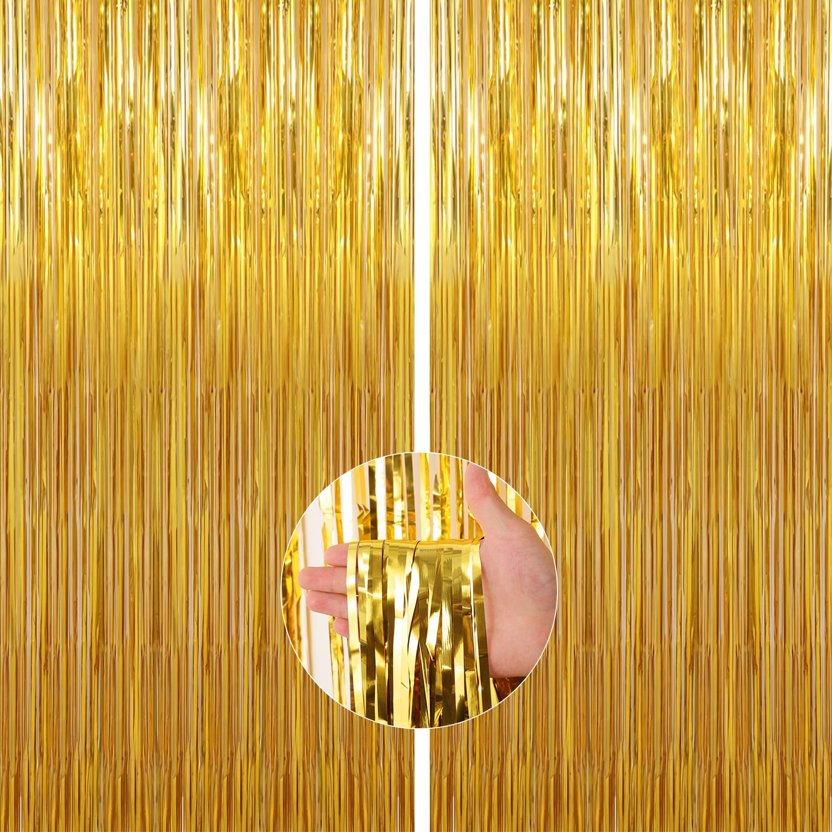 Valentine's Day & Galentine's Day Decorations - 3.3 x 8.3ft Metallic Tinsel Streamer Curtains (2-Pack) for Mermaid Themed Birthday Parties, Weddings & Special Events - Perfect for Photo Backdrops & Room Decor