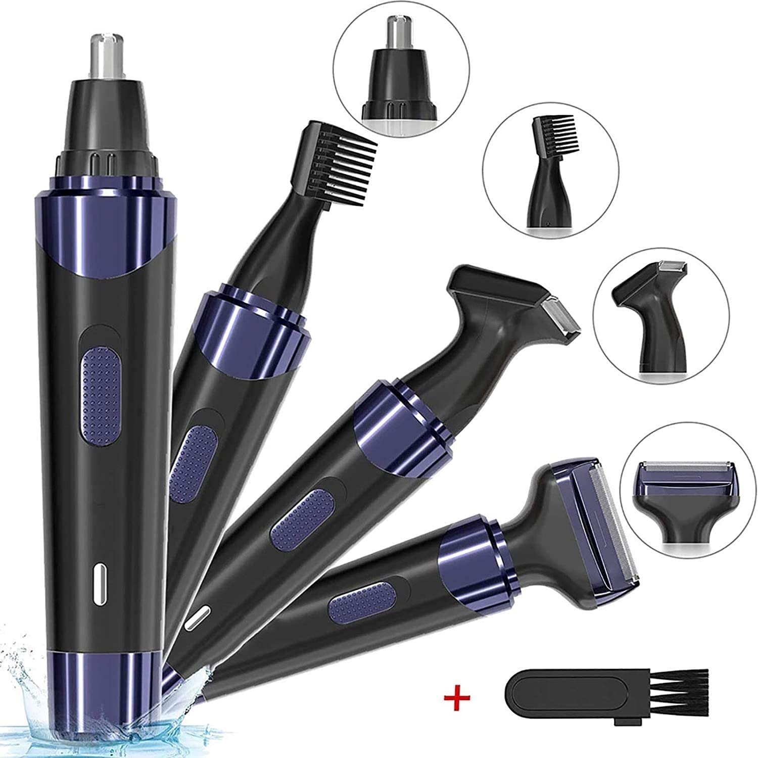 USB Rechargeable Nose & Ear Hair Trimmer for Men and Women - 4-in-1 Waterproof Painless Facial Hair Grooming Kit for Eyebrows, Nostrils & Ears | Perfect for Travel, Home & Personal Care Routine