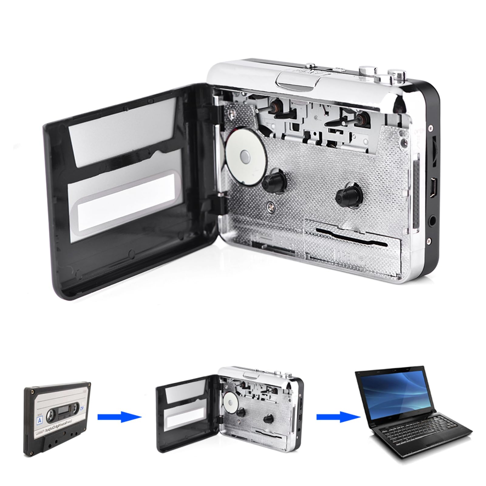 USB Cassette Tape to MP3 Converter - Digital Audio Music Player with Headphones | Convert Old Tapes to Digital Files for Music Lovers & Nostalgic Listeners