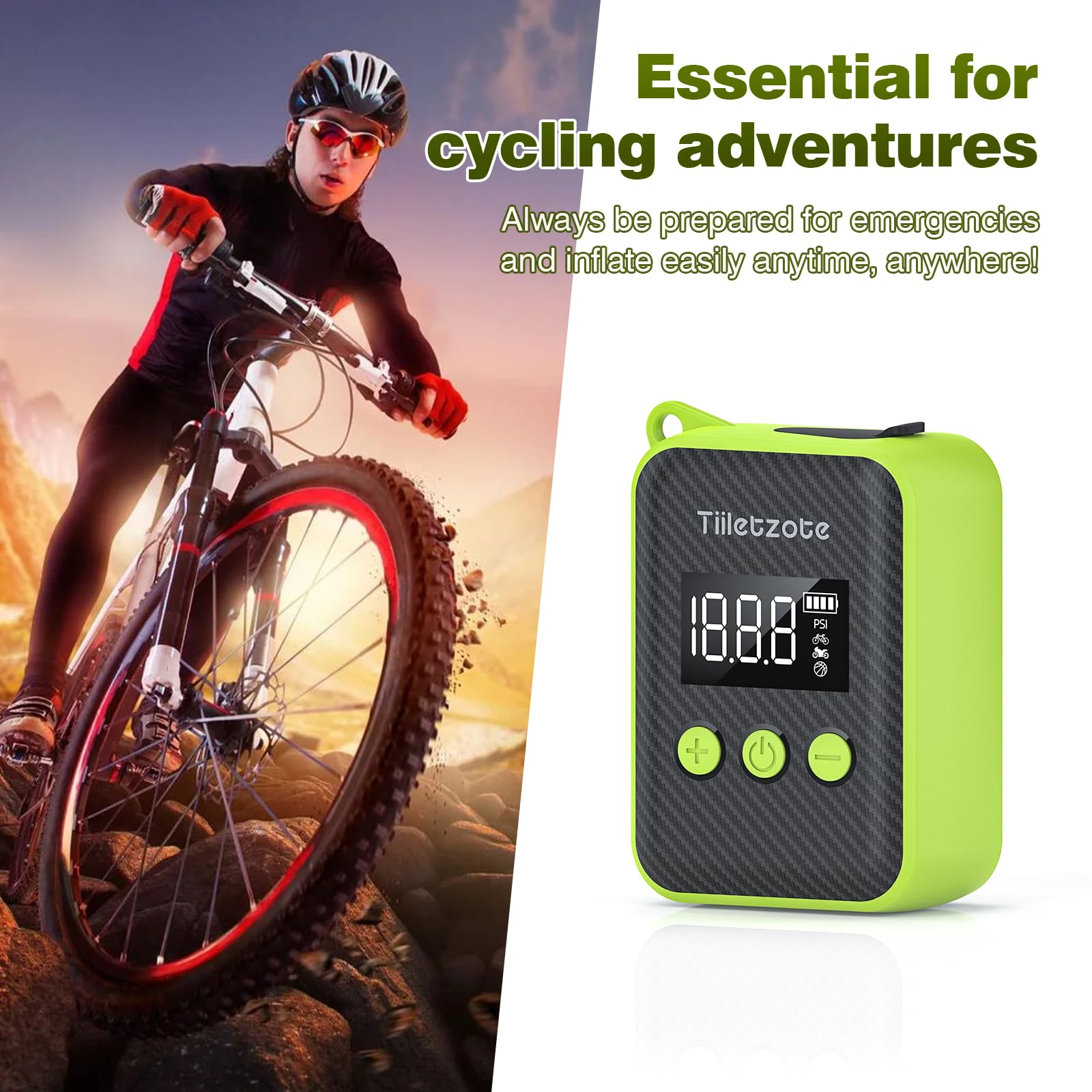 130 PSI Electric Mini Bike Pump - Portable Rechargeable Bicycle Tire Inflator with Gauge & Auto-Shutoff | Presta & Schrader Valve Compatible | Perfect for Mountain, Road & City Bikes | Ideal for Commuting, Cycling Trips & Emergency Repairs