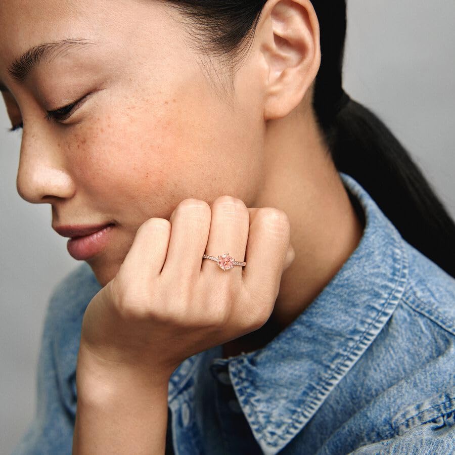 PANDORA Tiara Wishbone Ring for Women - 14k Rose Gold Cubic Zirconia Ring - Elegant Gift for Her with Gift Box - Perfect for Anniversaries, Birthdays & Valentine's Day