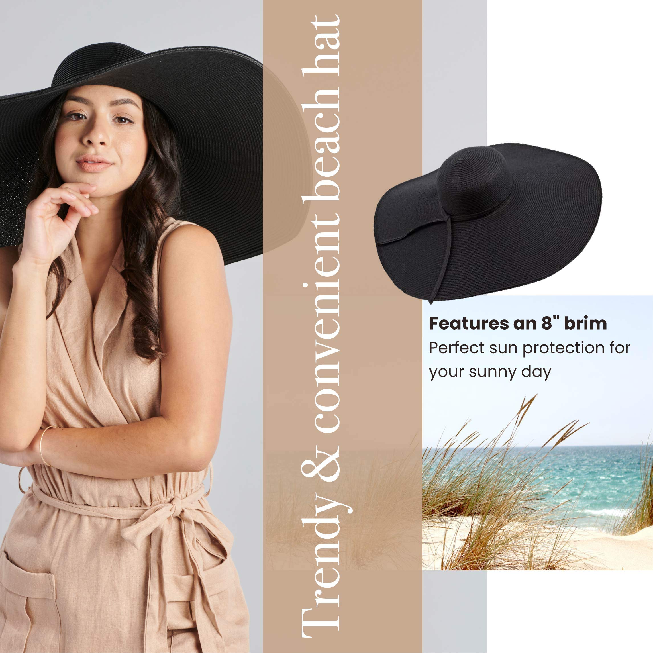 San Diego Hat Company Women's UPF 50+ Ultrabraid Sun Hat - Adjustable Wide Brim Beach Hat for Women, Perfect for Outdoor Activities, Travel, and Summer Vacations