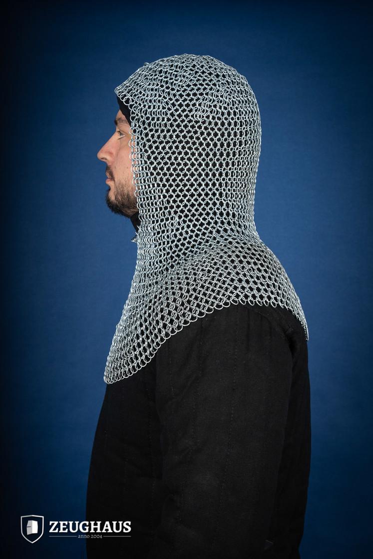 10mm Galvanized Chainmail Hood with Round Rings - Medieval Armor, LARP Costume & Renaissance Faire Accessory