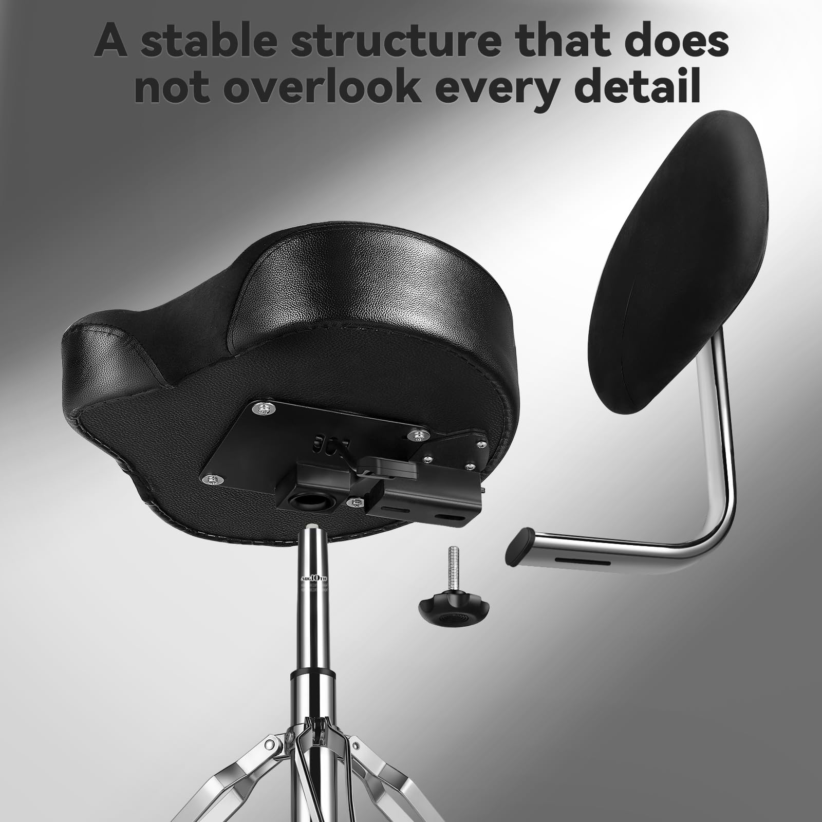 **Adjustable Hydraulic Drum Throne with Backrest & Memory Foam Seat – Stable, Comfortable Drum Stool for Adult Drummers & Guitar Players – Perfect for Live Performances & Studio Sessions – Black**
