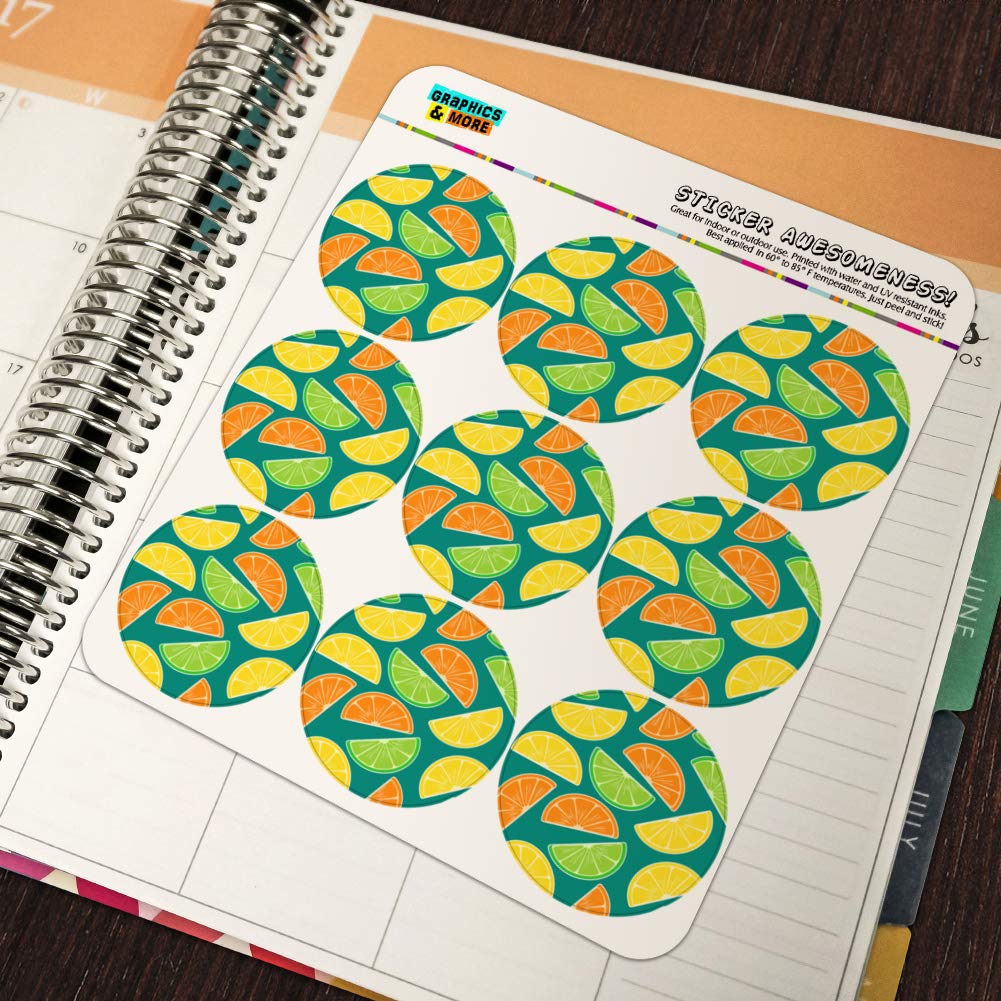 Citrus Lemon Lime Orange Slices Pattern Planner Stickers - Decorative Scrapbooking & Crafting Supplies for Bullet Journals, DIY Projects & Planner Decorations